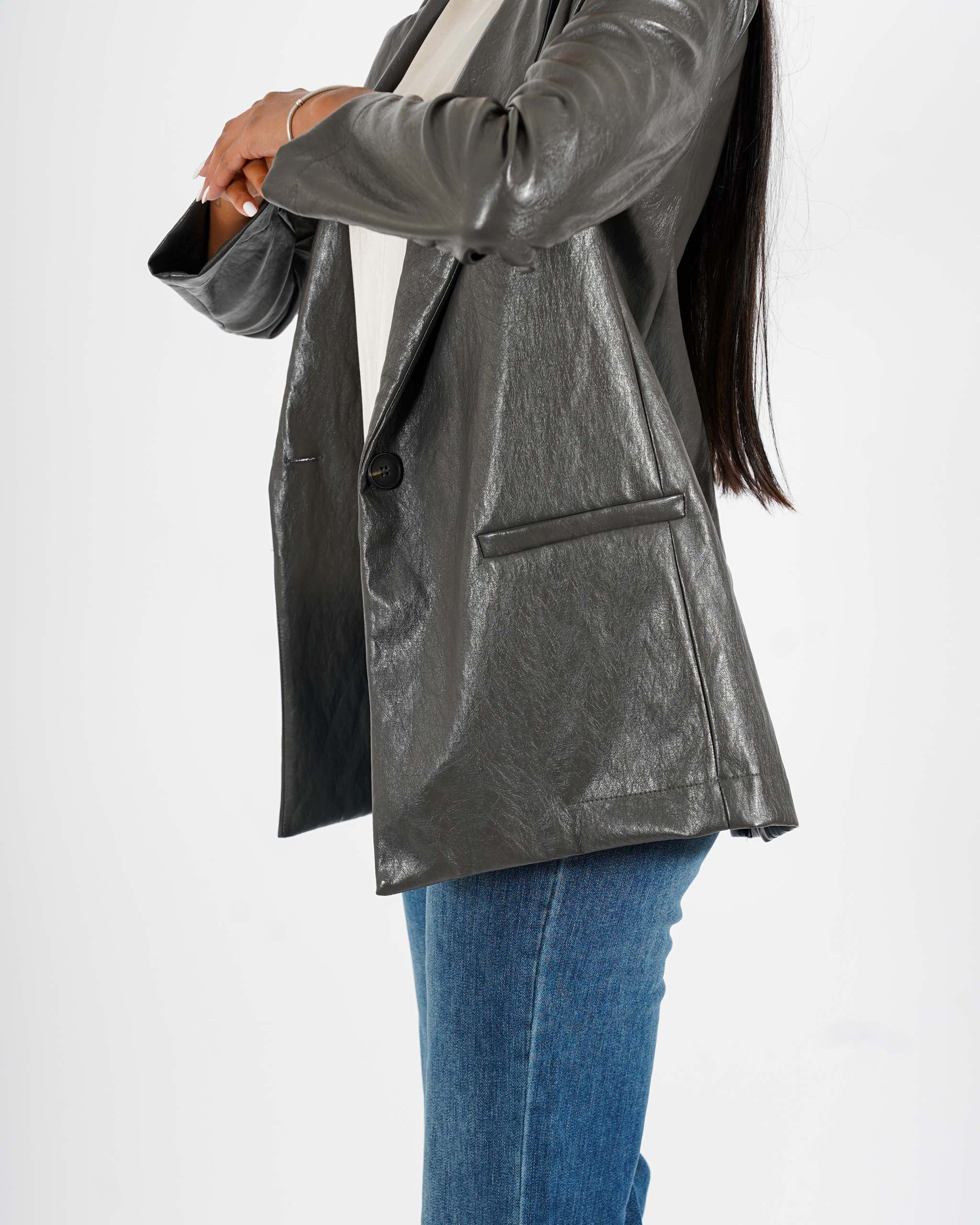 Blazer monopetto in tessuto eco pelle - Blinken