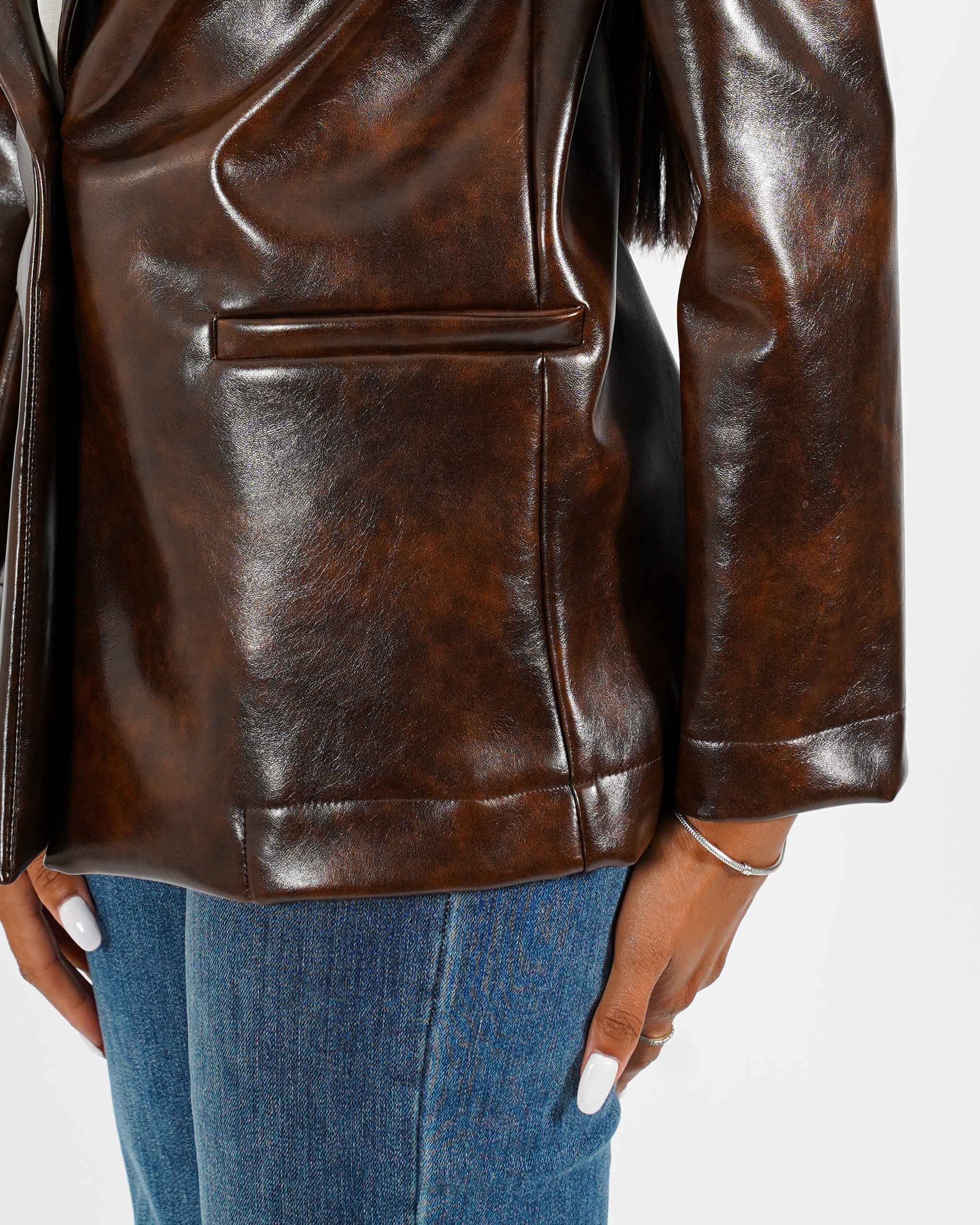 Blazer monopetto in tessuto ecopelle effetto bruciato - Blinken