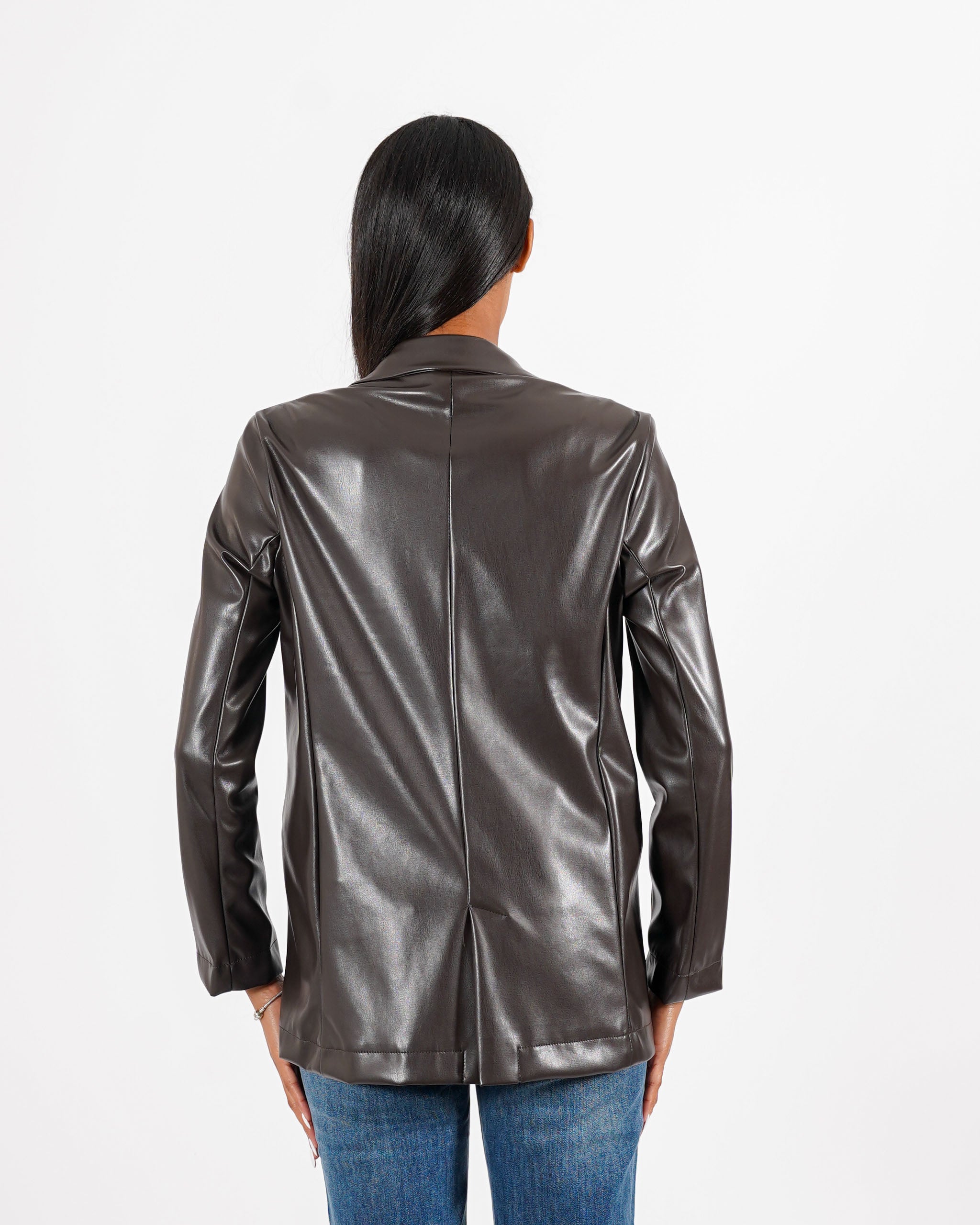 Blazer monopetto in tessuto eco pelle - Blinken
