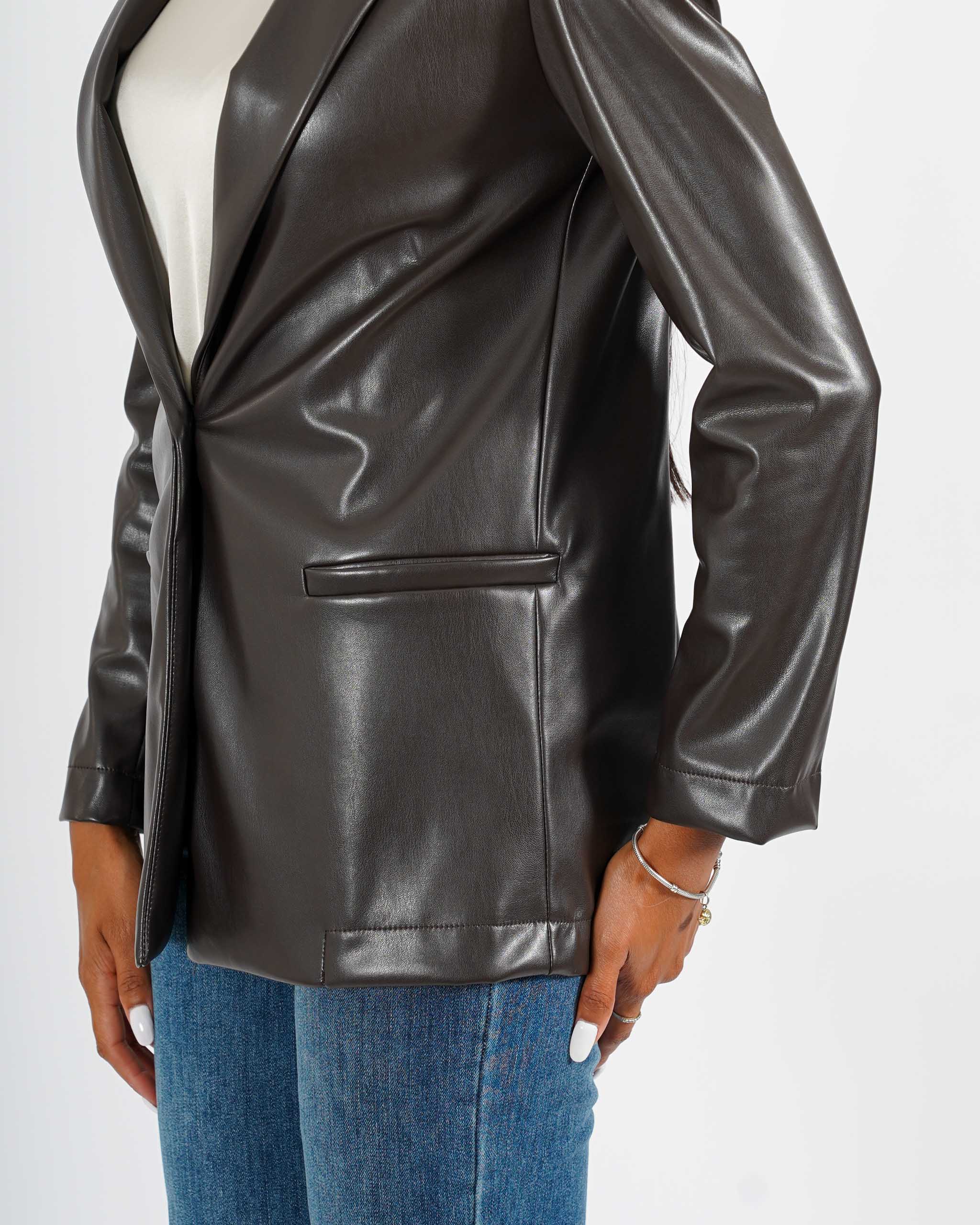 Blazer monopetto in tessuto eco pelle - Blinken
