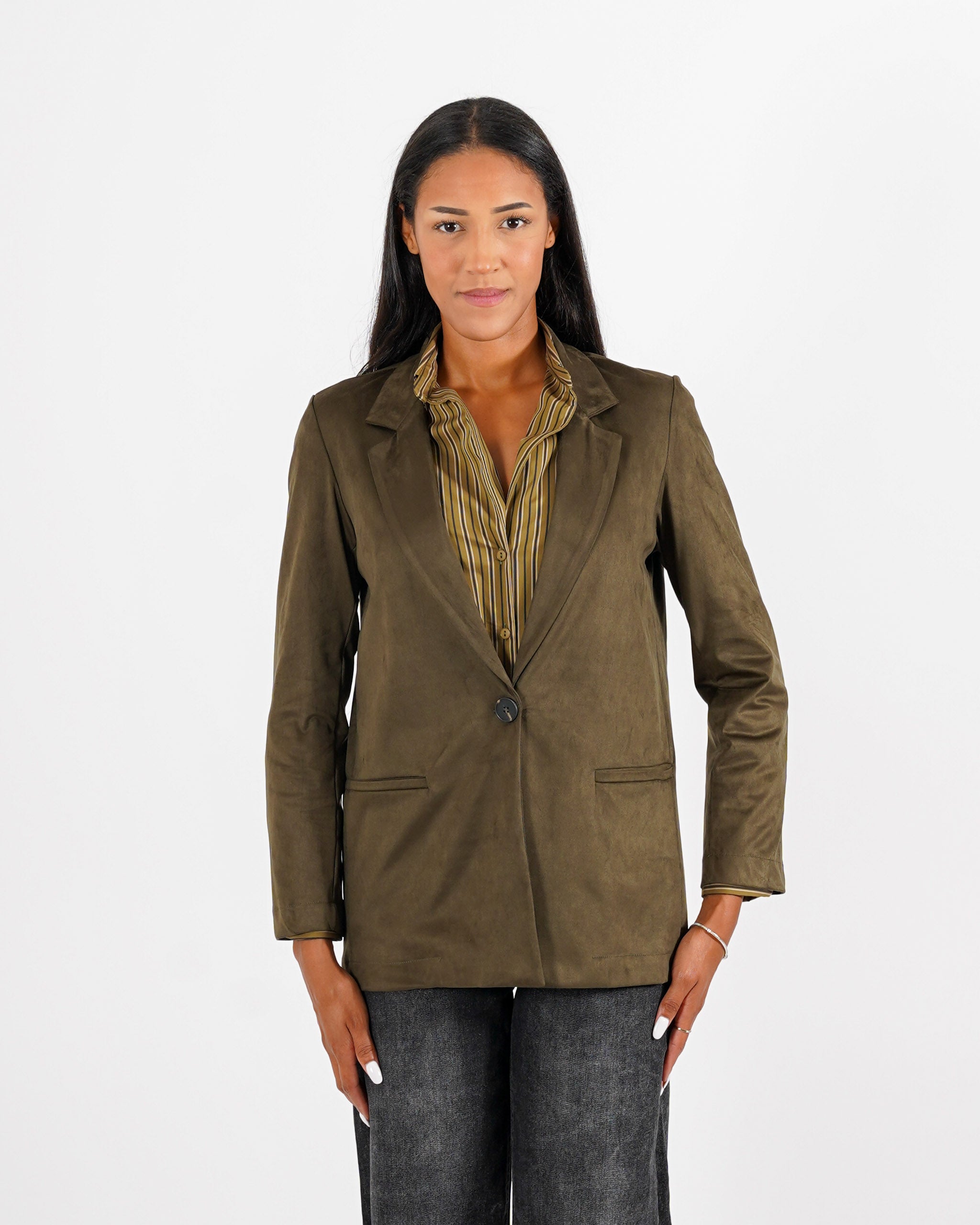 Blazer monopetto in tessuto eco camoscio - Blinken