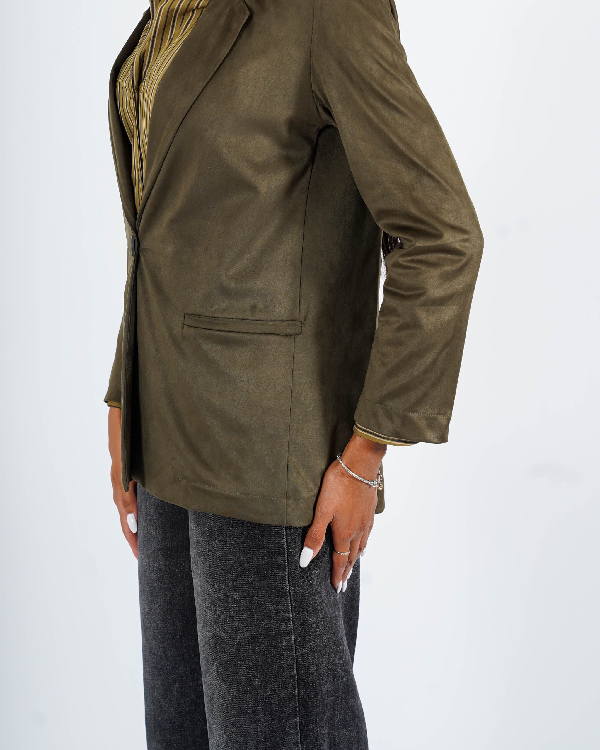 Blazer monopetto in tessuto eco camoscio - Blinken