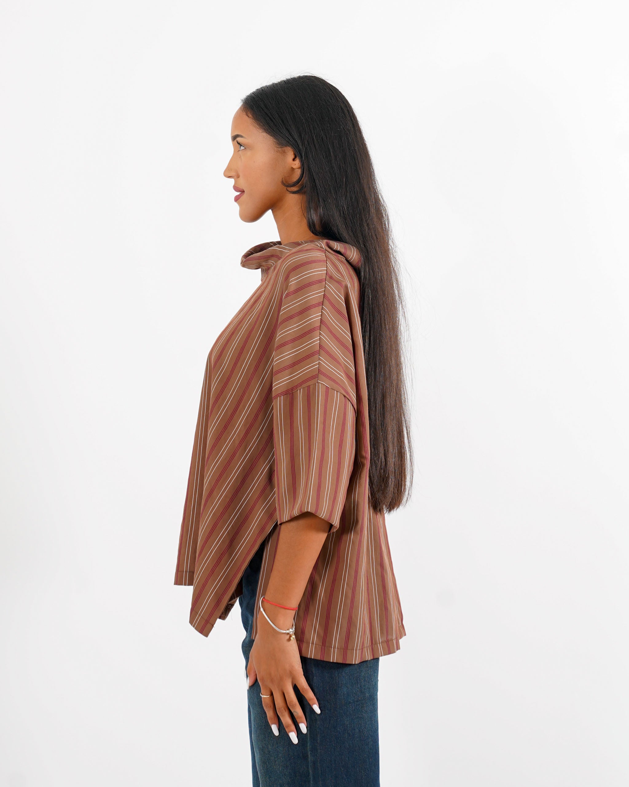 Blusa over collo a cratere rigata - Umberta - Hope Fashion