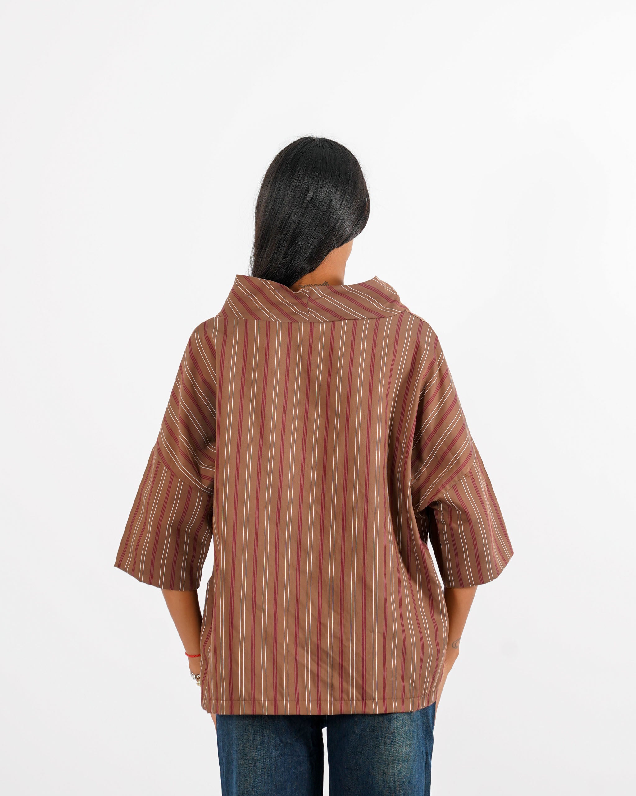 Blusa over collo a cratere rigata - Umberta - Hope Fashion