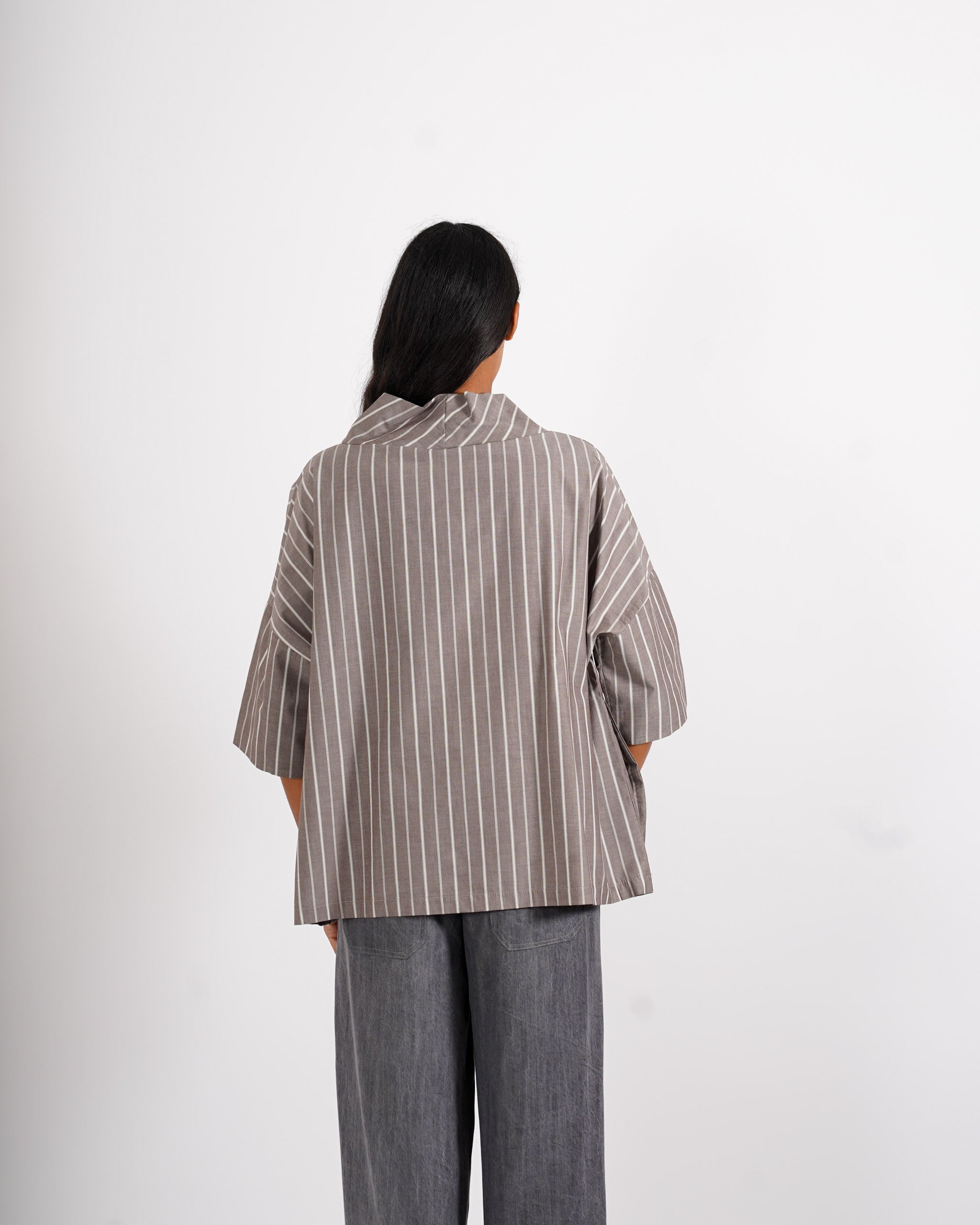 Blusa over collo a cratere rigata - Umberta - Hope Fashion