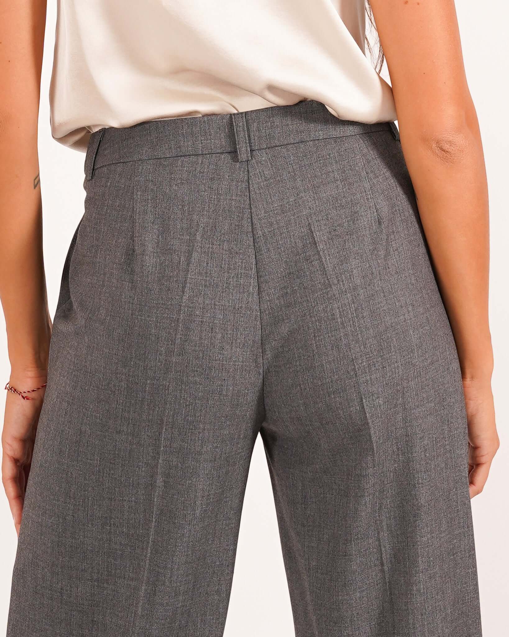 Pantaloni gamba larga in mano gabardina stretch- Sulmona