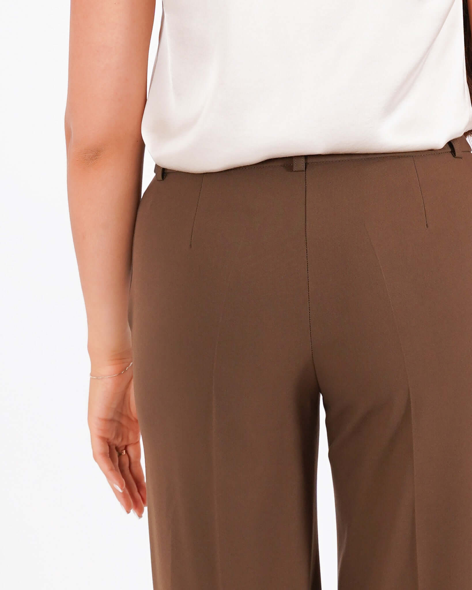 Pantaloni gamba larga in mano gabardina stretch- Sulmona