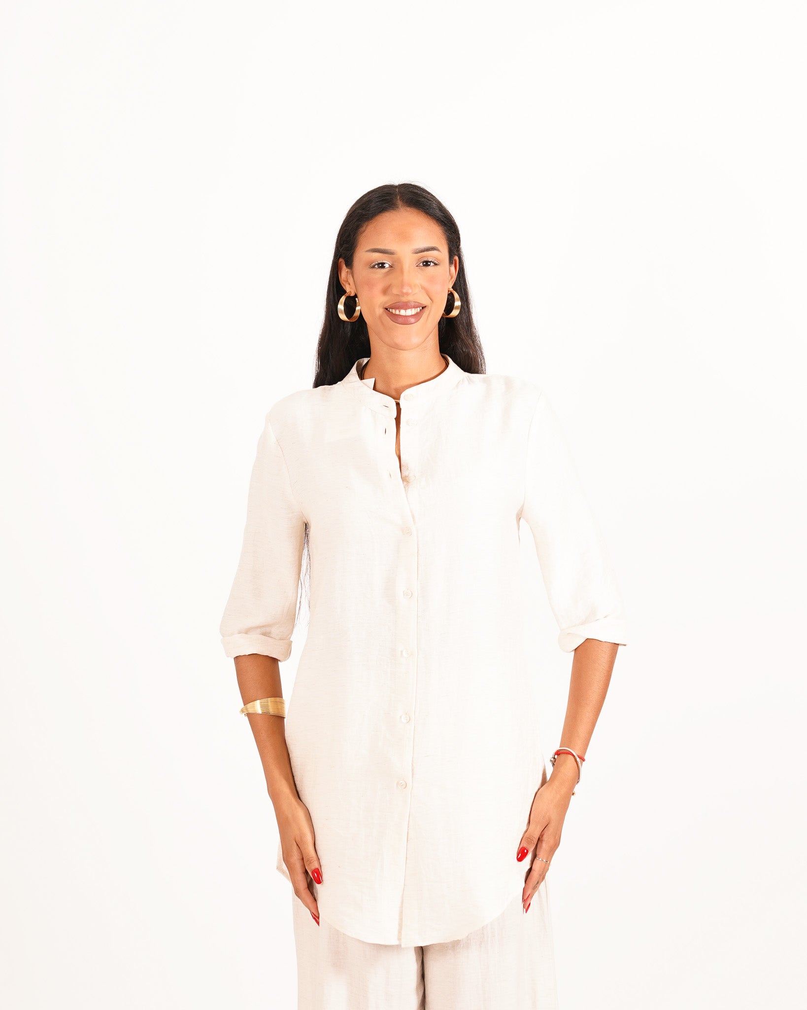 Coordinato camicia over con spacchi laterali e pantaloni fluidi - Masseria