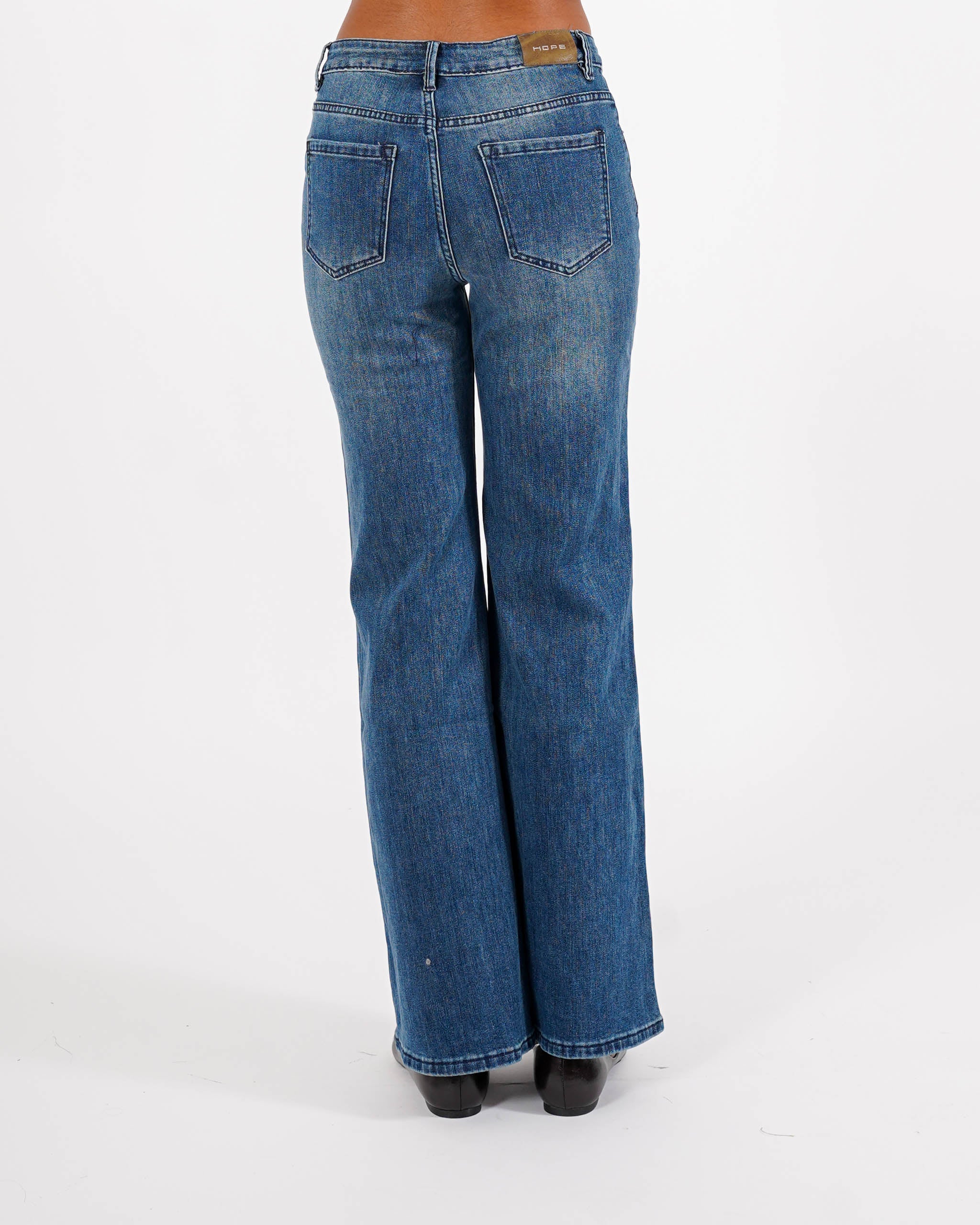Jeans stretch gamba larga con vita regolare - Amanda