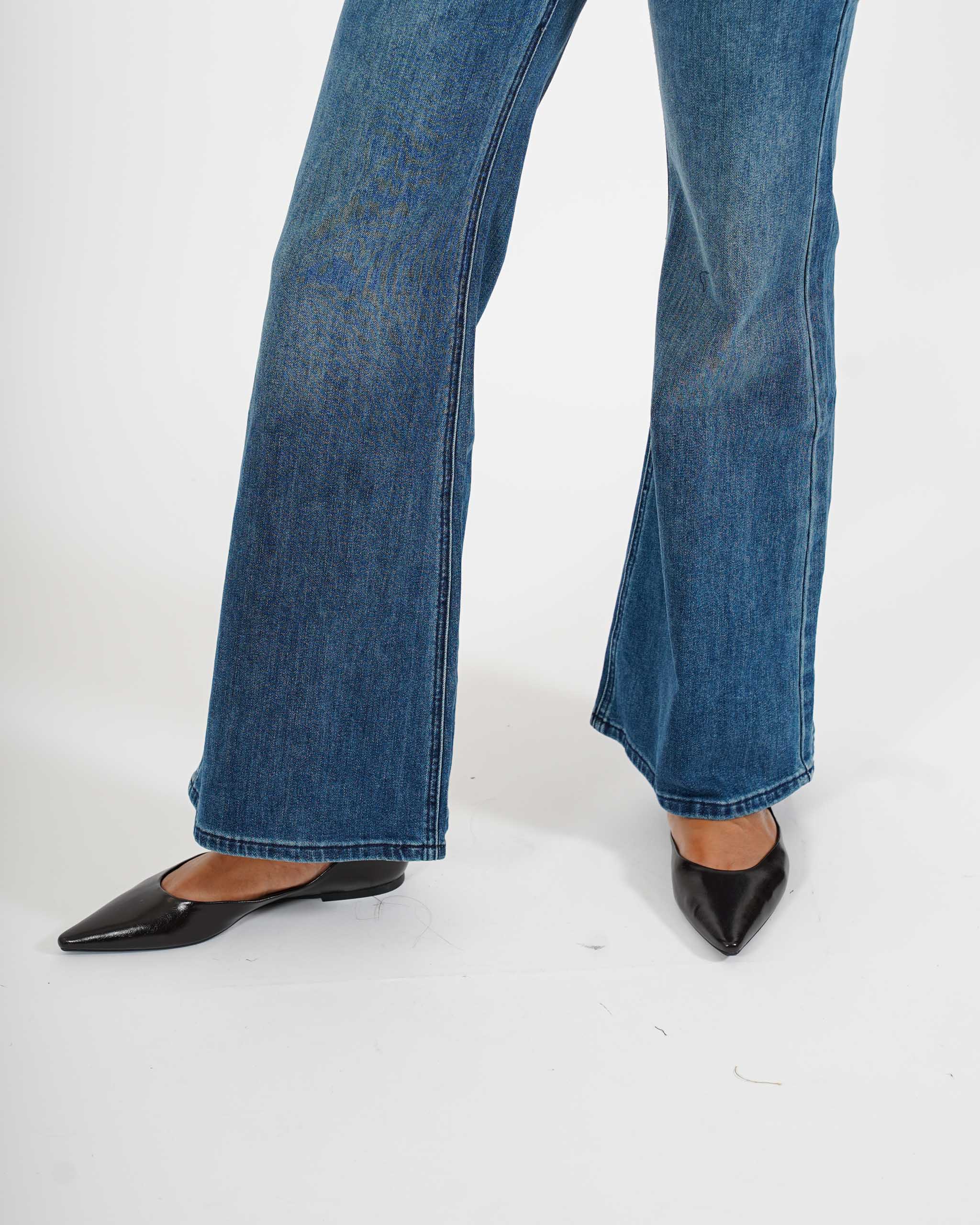 Jeans stretch gamba larga con vita regolare - Amanda