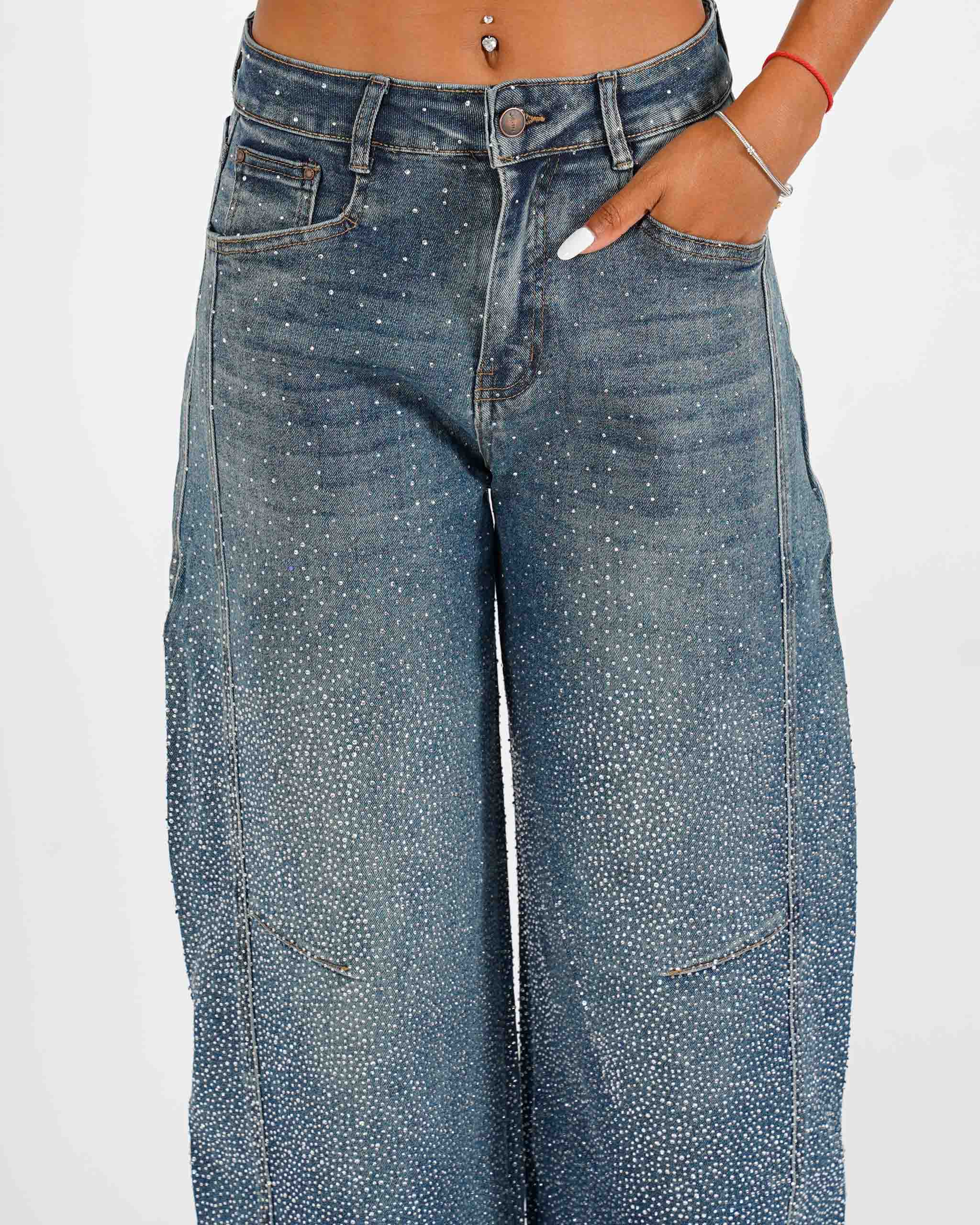 Jeans balloon fit in tela denim con applicazioni - Angela