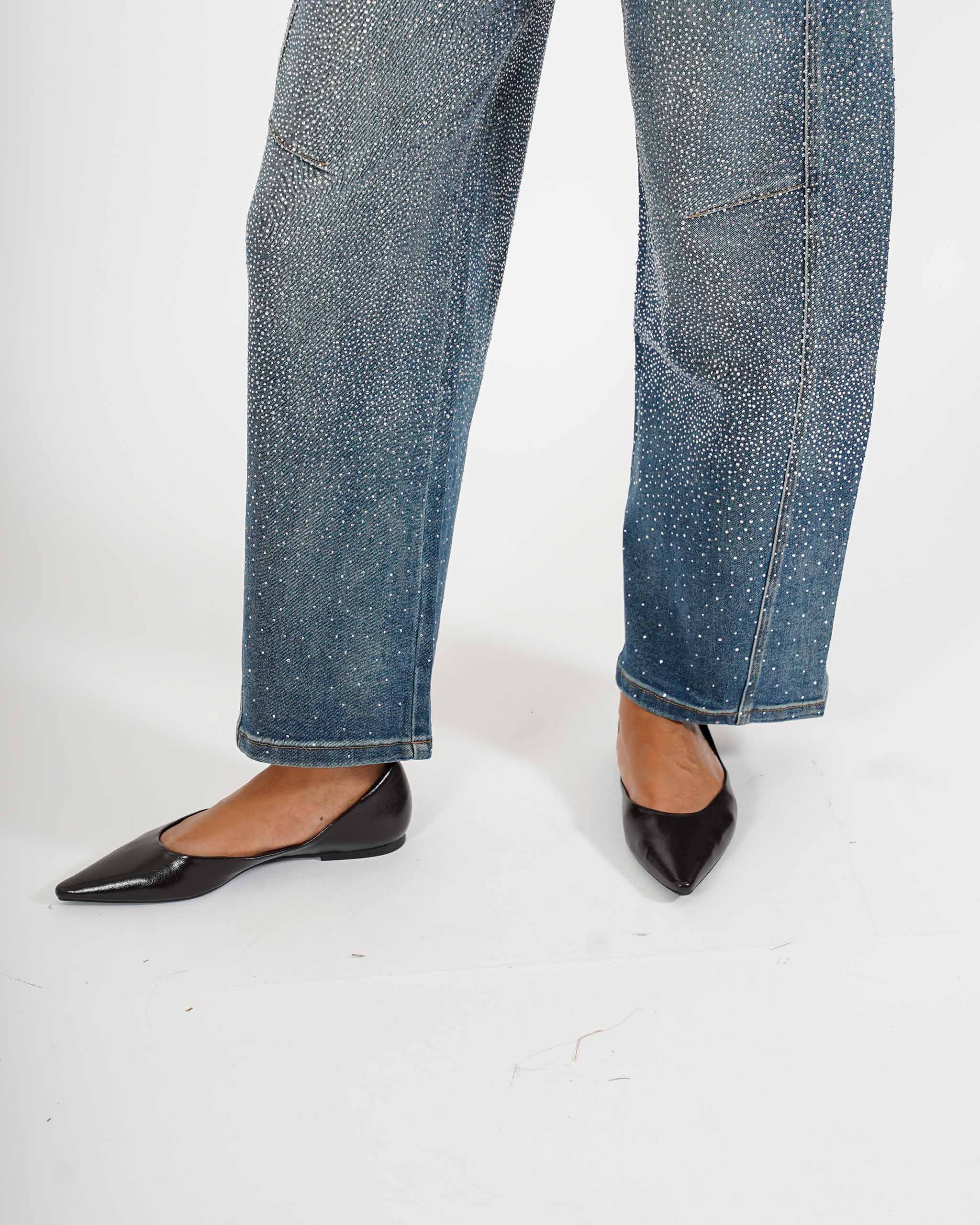 Jeans balloon fit in tela denim con applicazioni - Angela