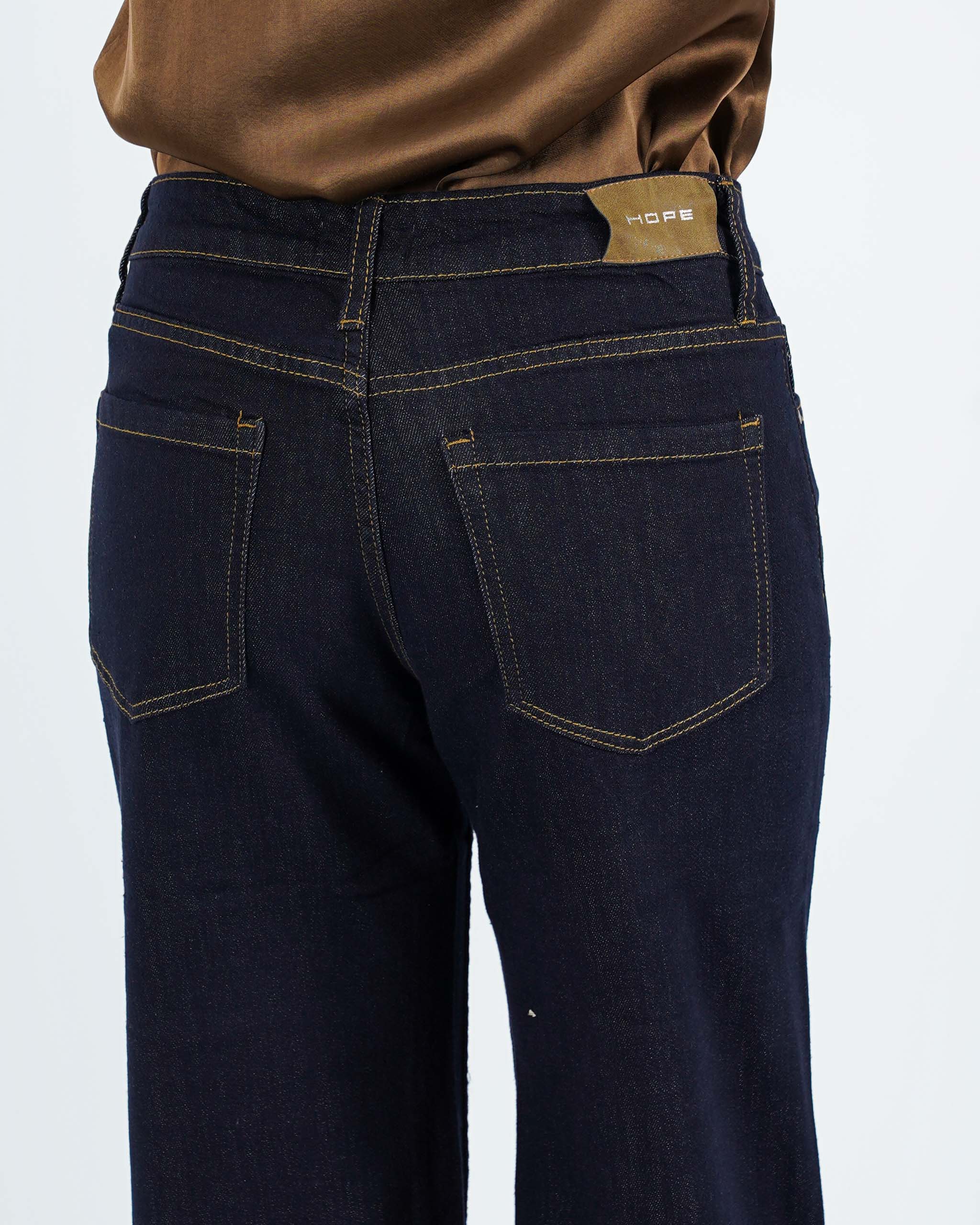 Jeans stretch gamba larga con risvolto - Amparo