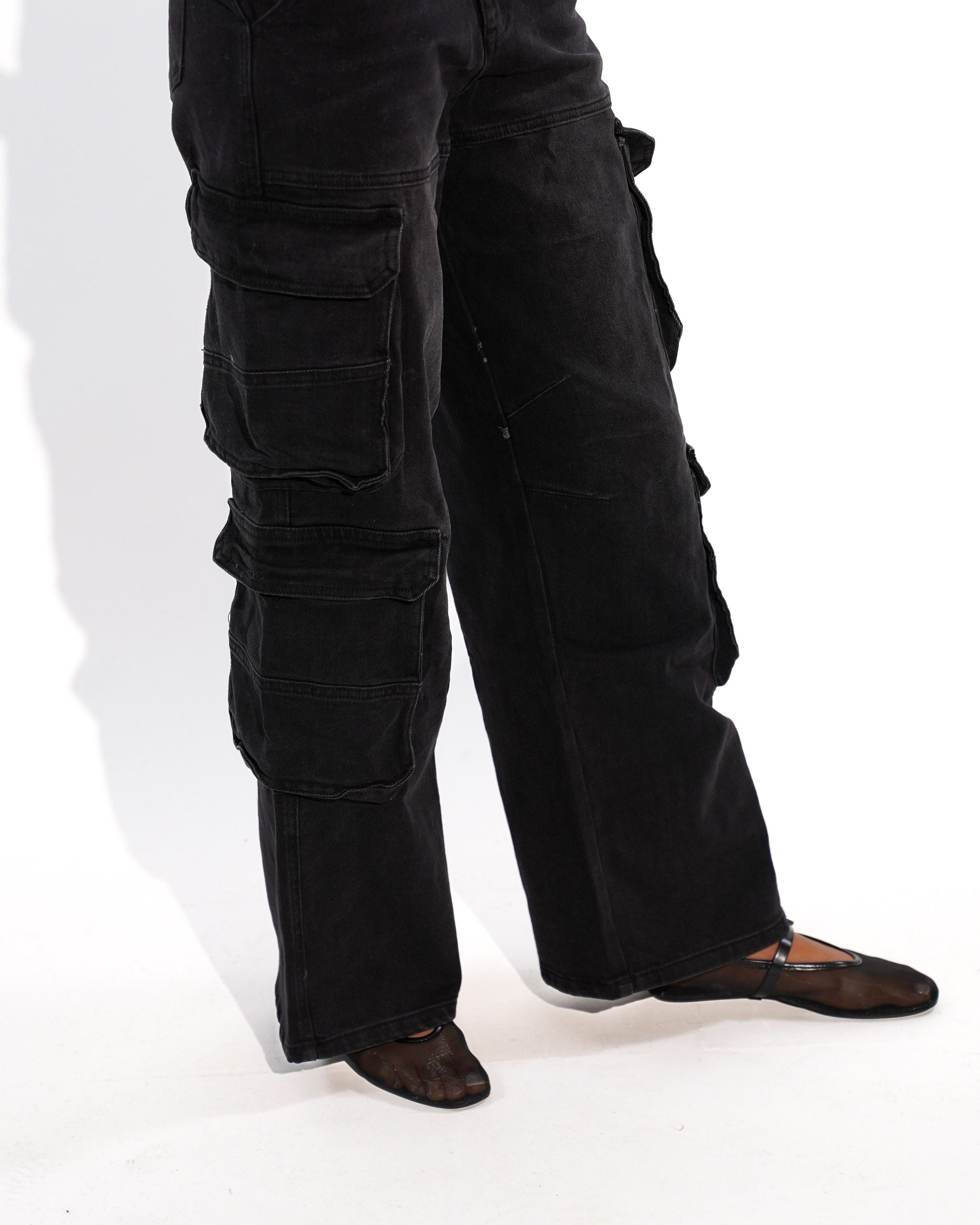 Pantaloni cargo in tela denim scuro - Casilda