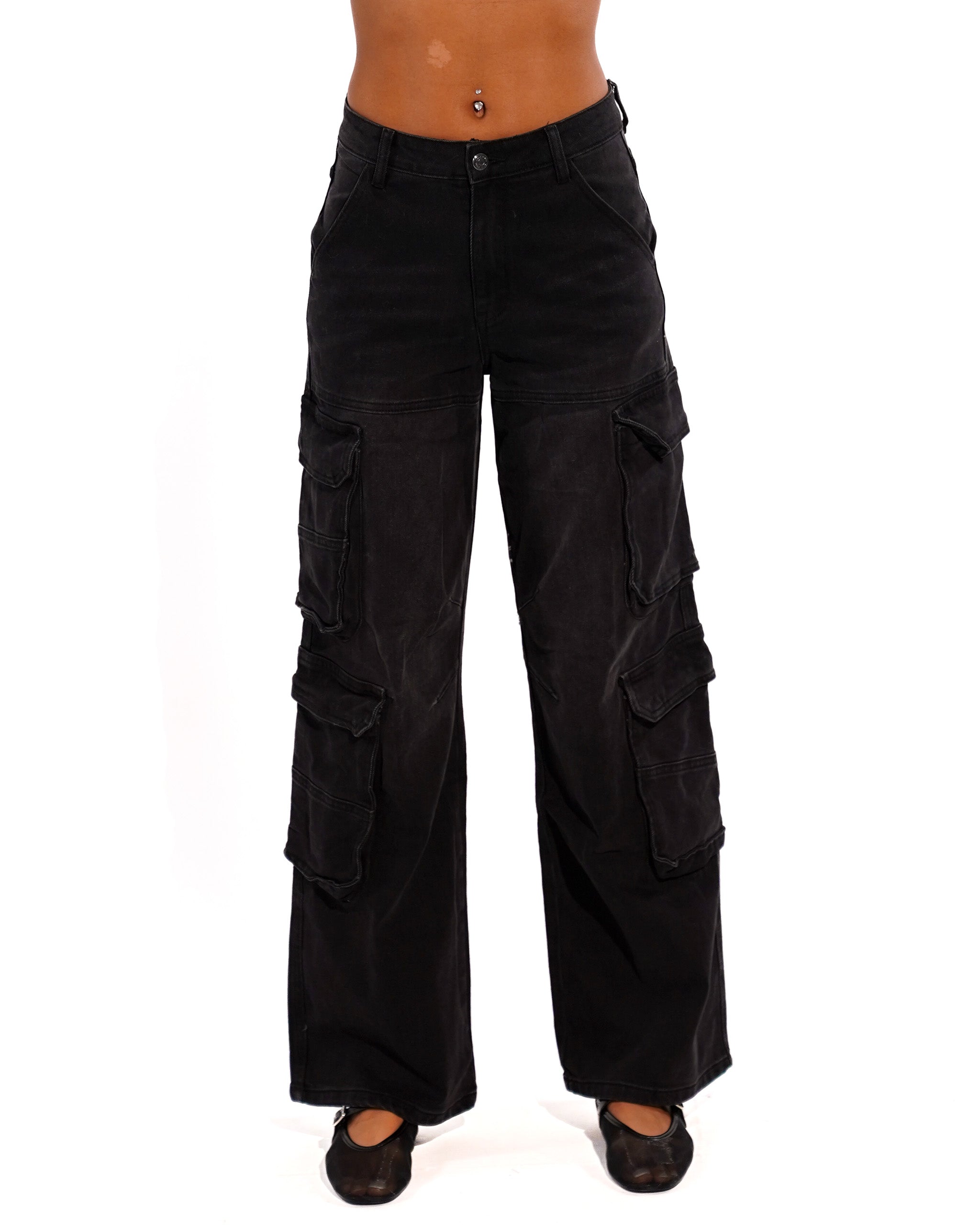 Pantaloni cargo in tela denim scuro - Casilda