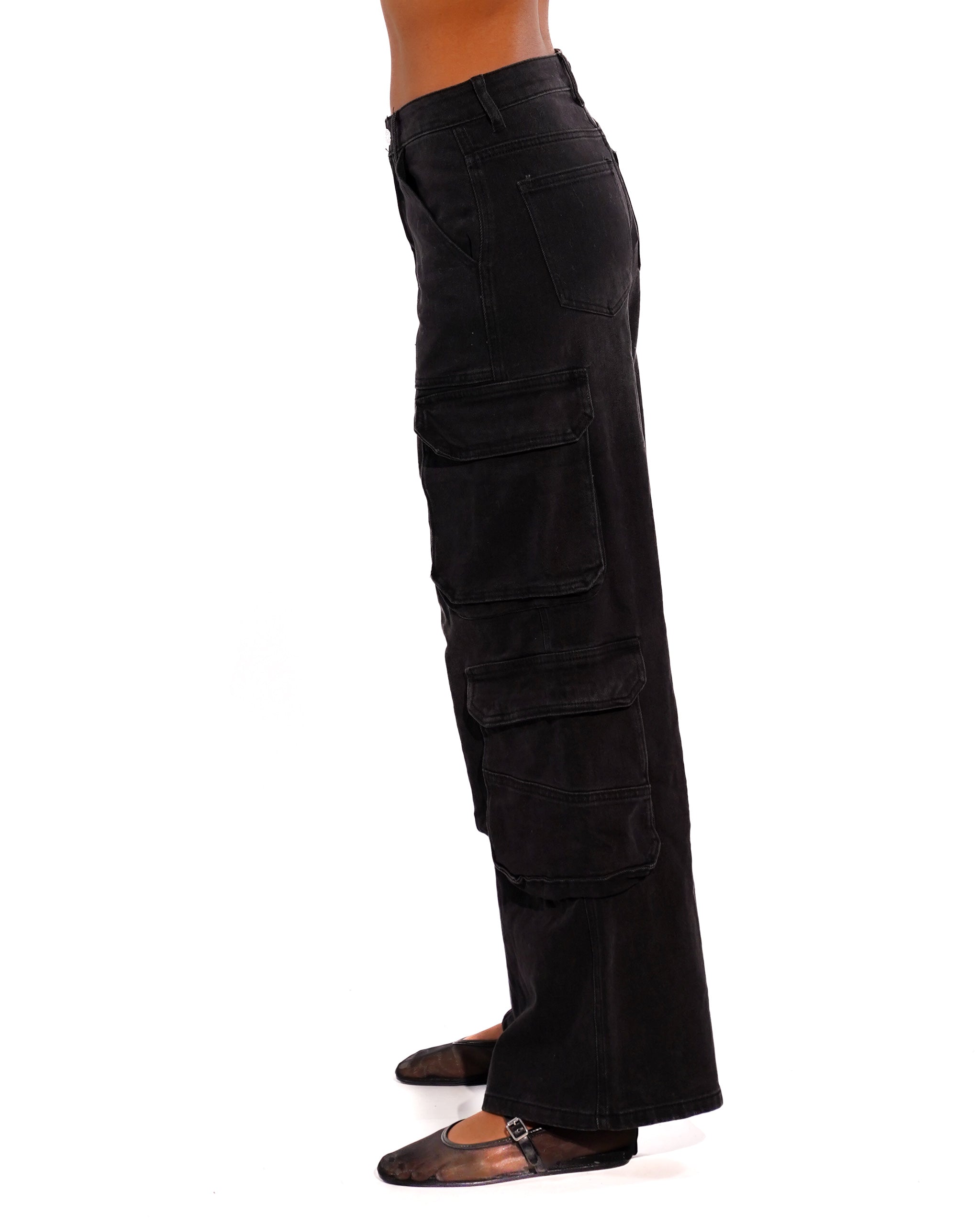 Pantaloni cargo in tela denim scuro - Casilda