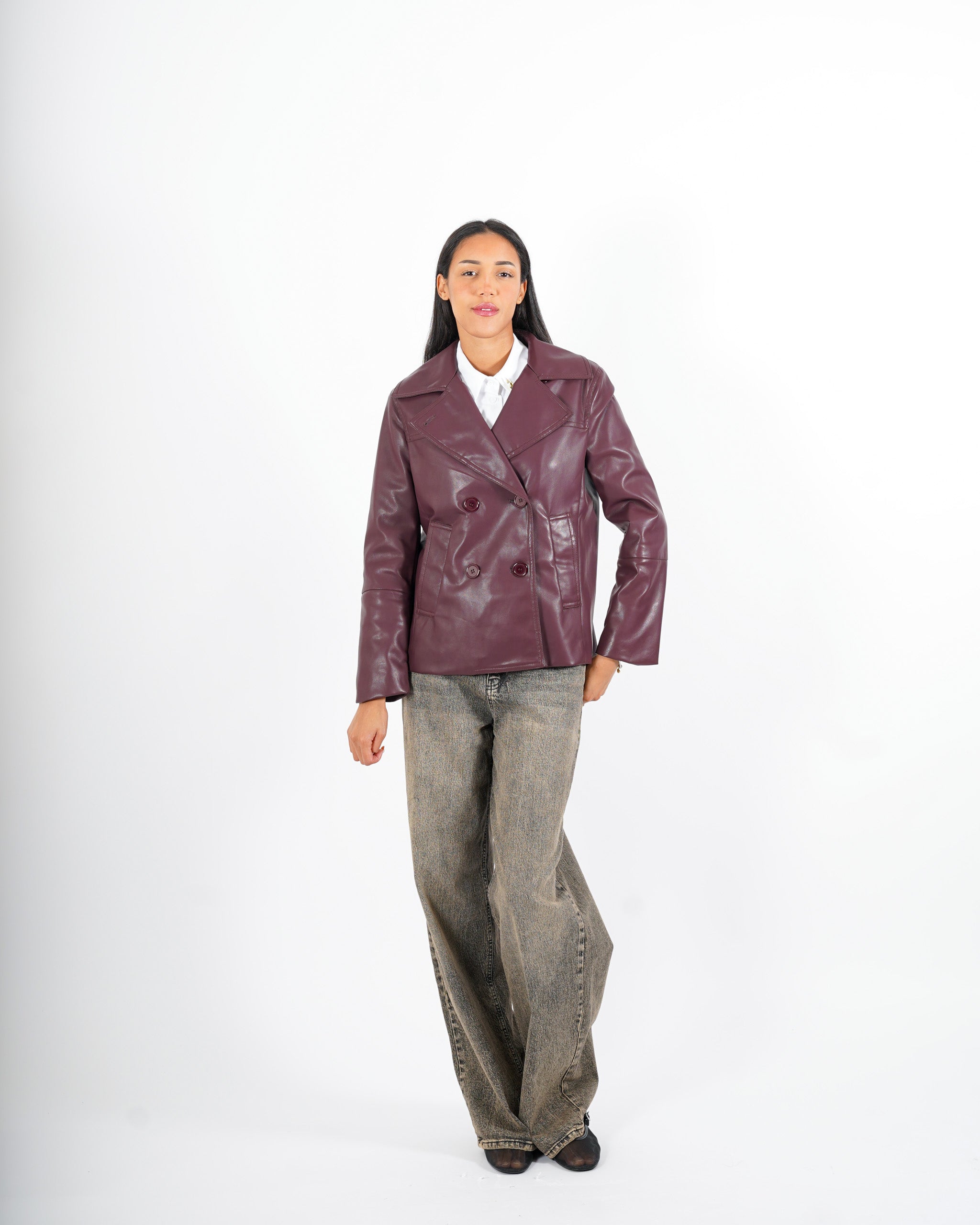 Caban doppio petto in ecopelle - Caterina