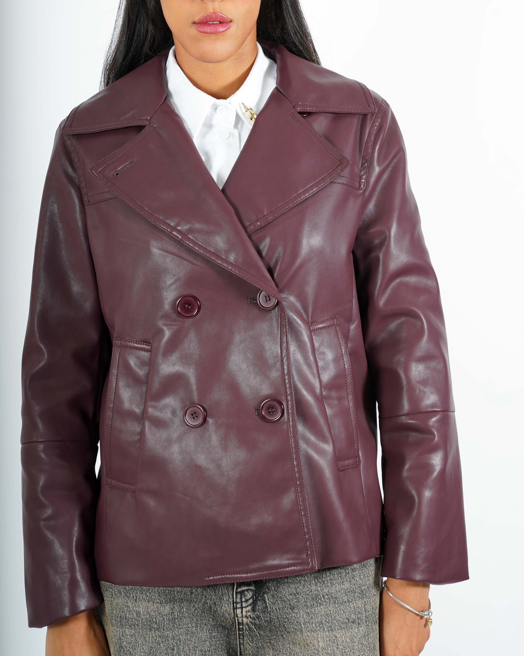 Caban doppio petto in ecopelle - Caterina