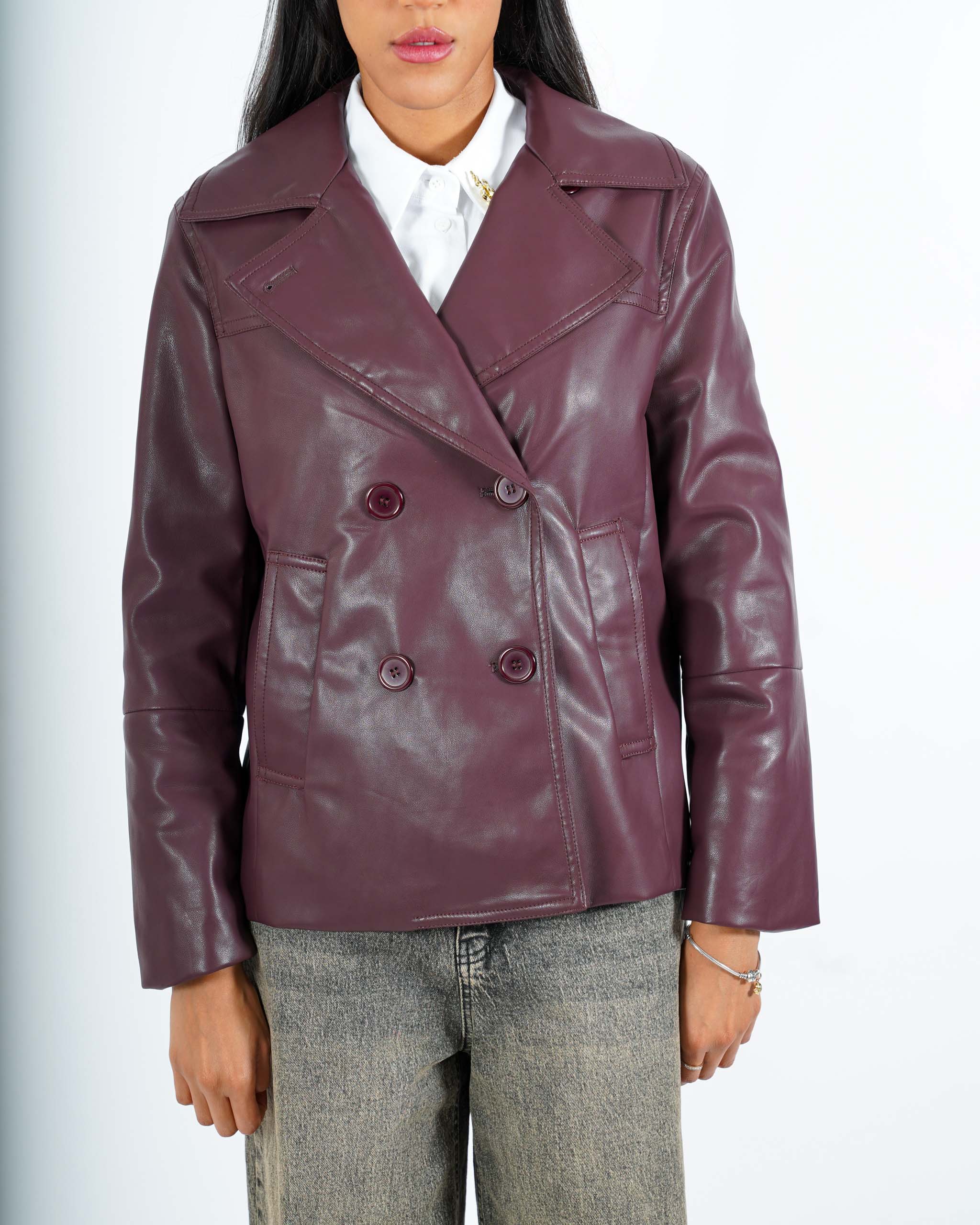Caban doppio petto in ecopelle - Caterina