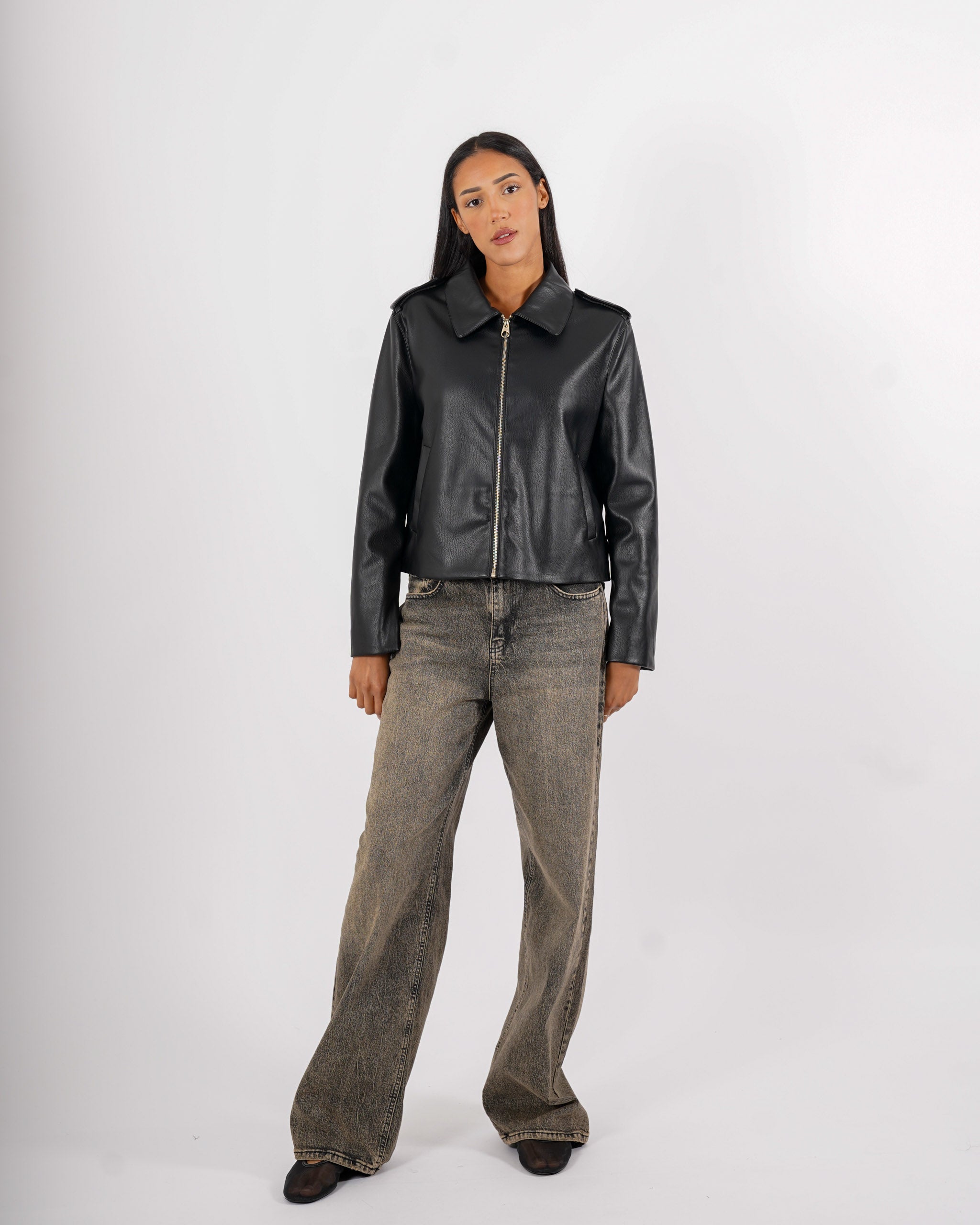 Bomber con zip in ecopelle - Consolata