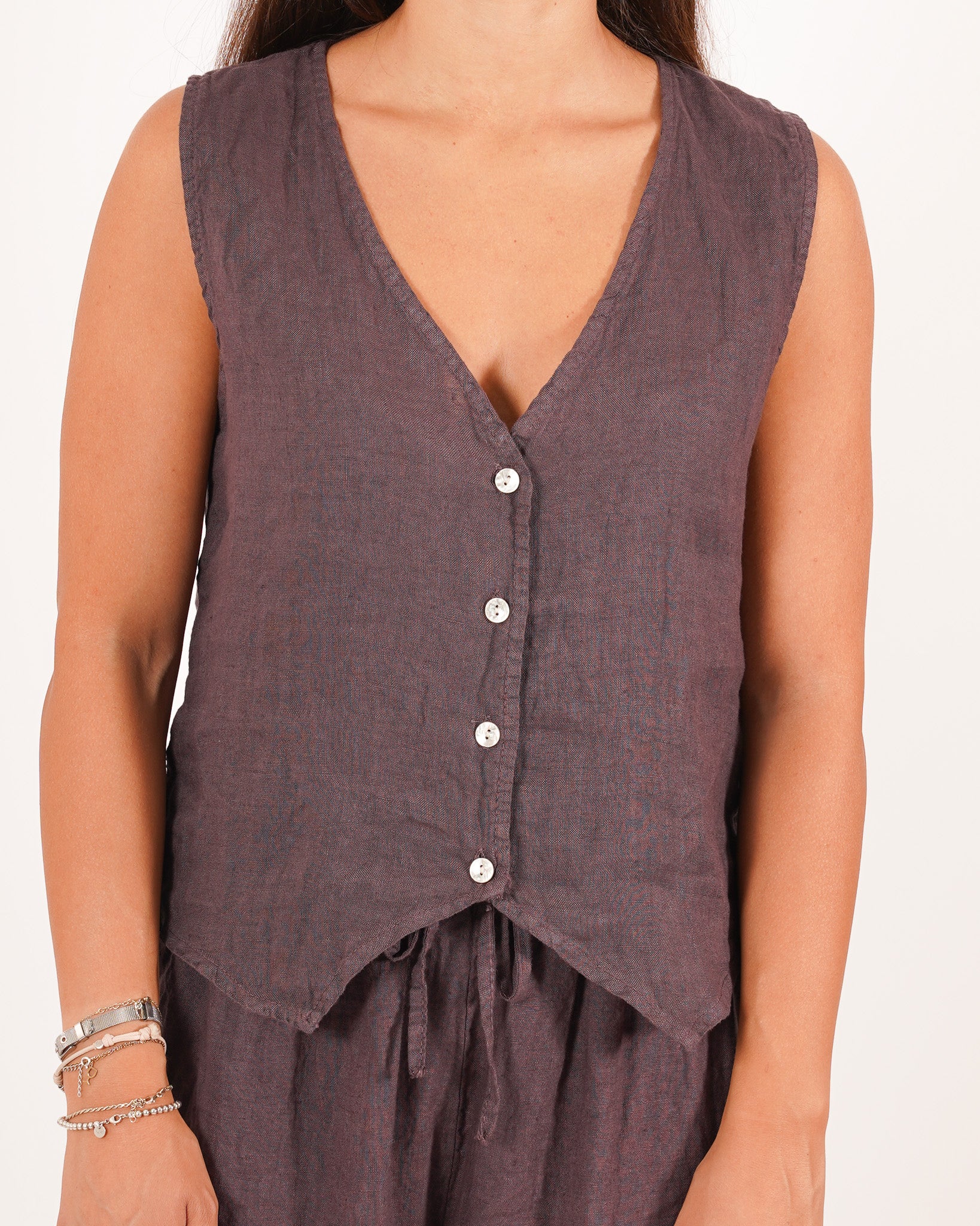 Gilet monopetto in lino - Mazzarri