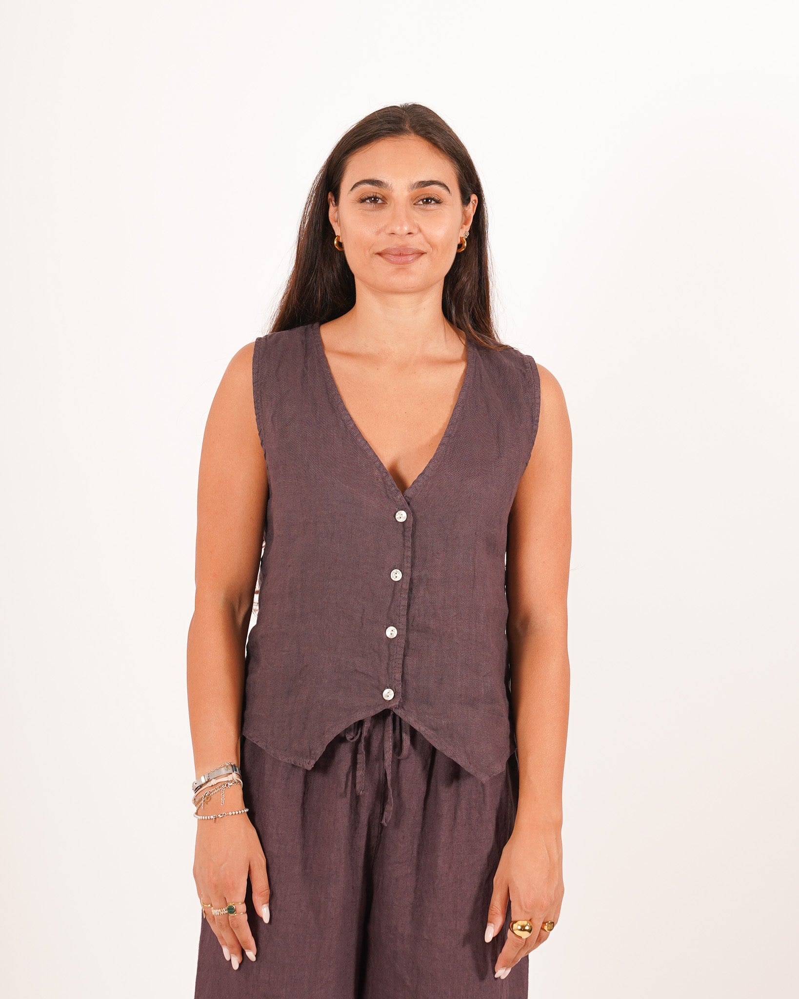 Gilet monopetto in lino - Mazzarri
