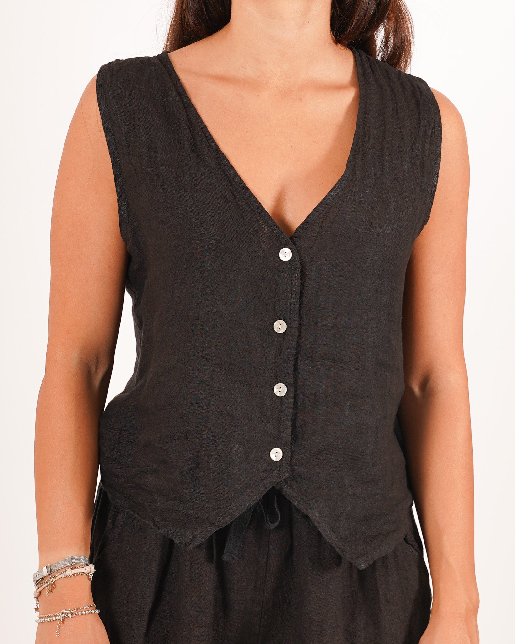 Gilet monopetto in lino - Mazzarri
