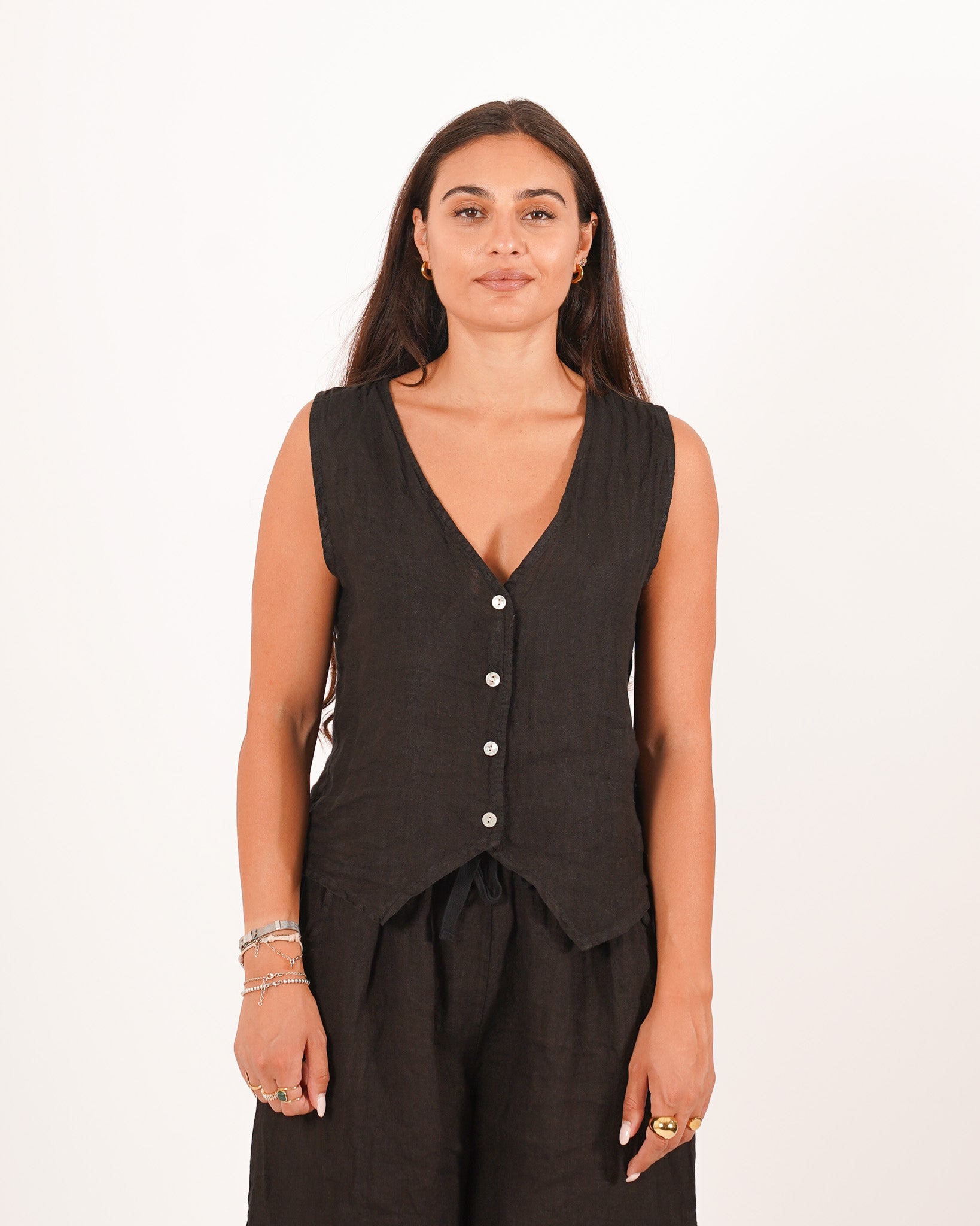 Gilet monopetto in lino - Mazzarri