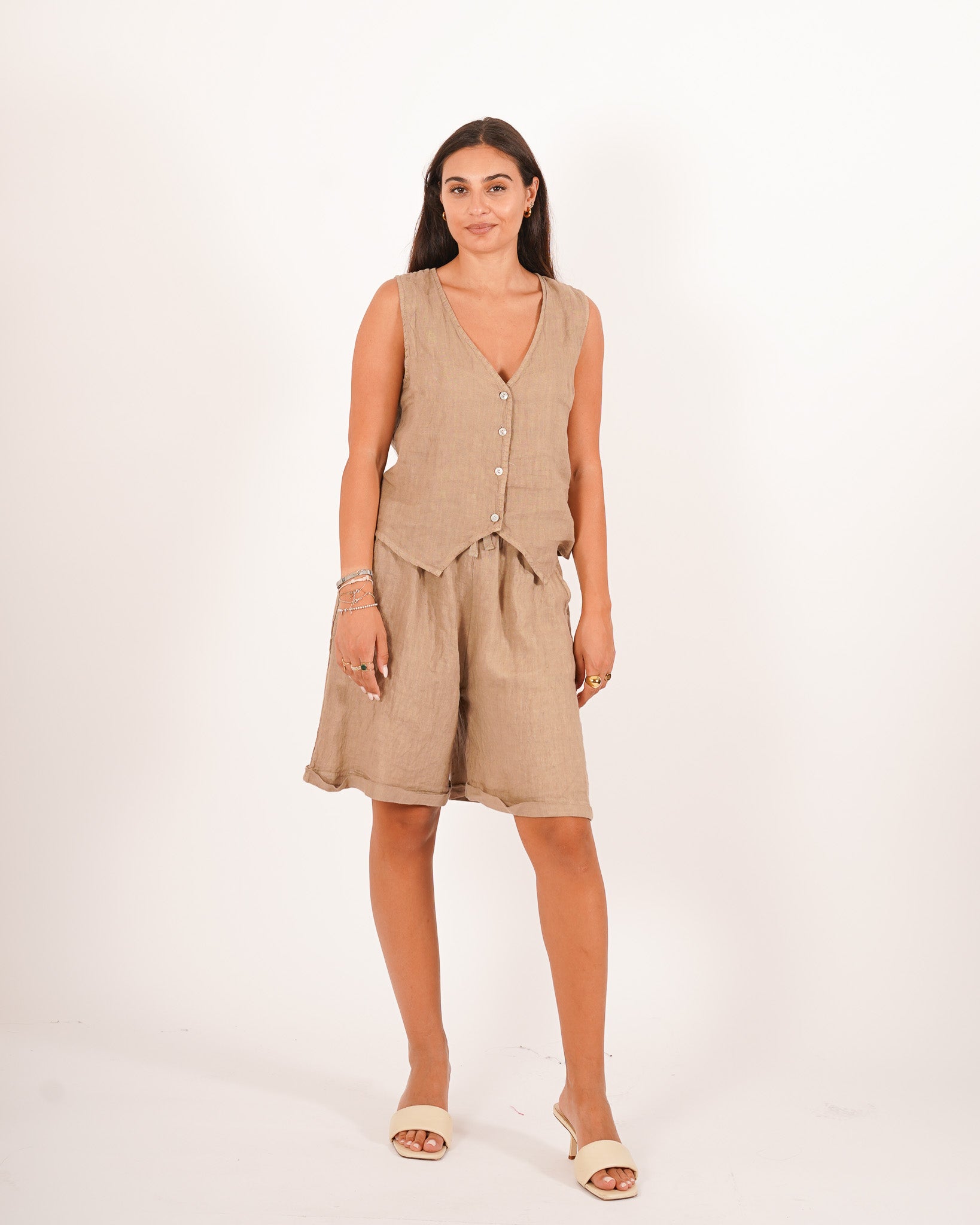 Gilet monopetto in lino - Mazzarri