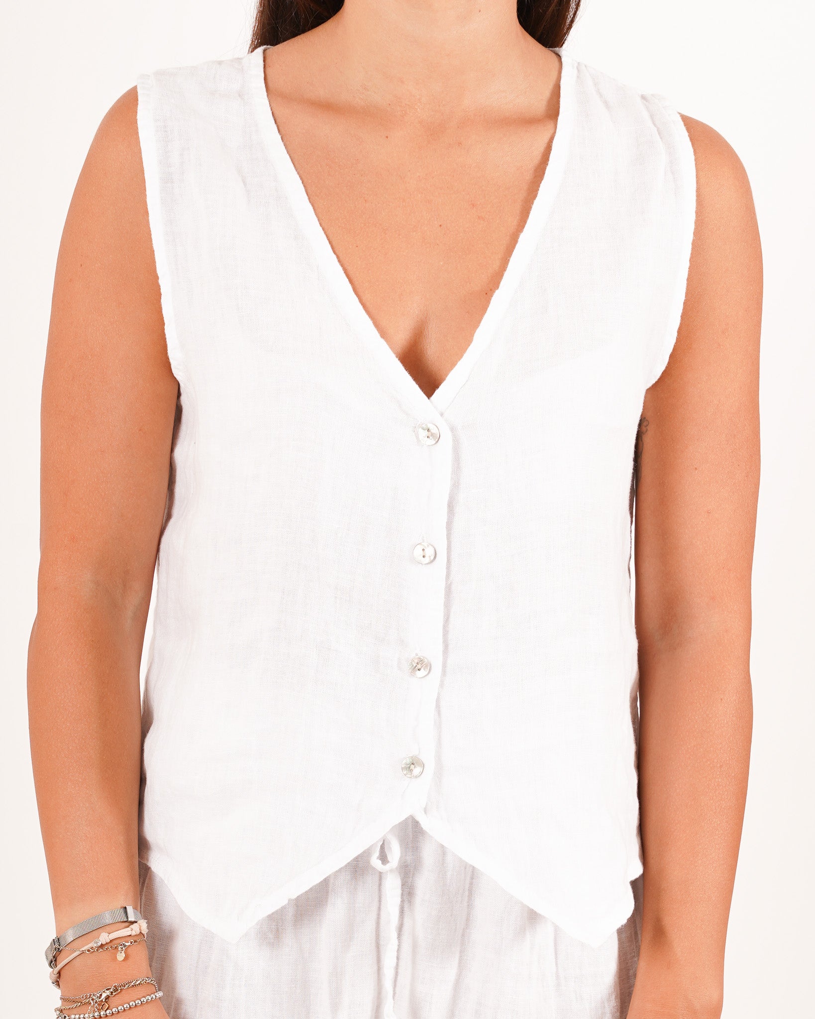 Gilet monopetto in lino - Mazzarri