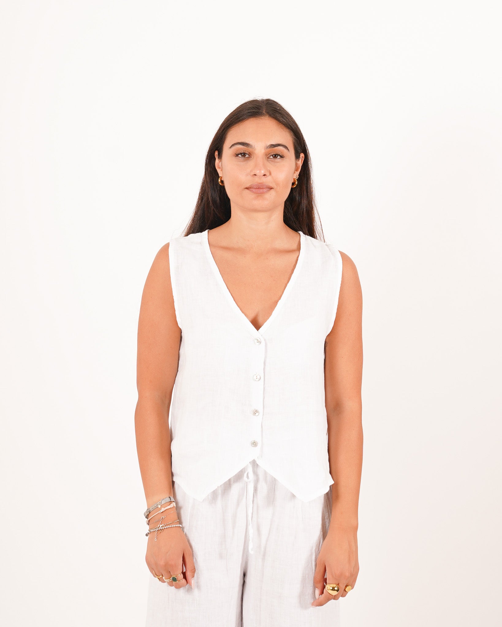 Gilet monopetto in lino - Mazzarri