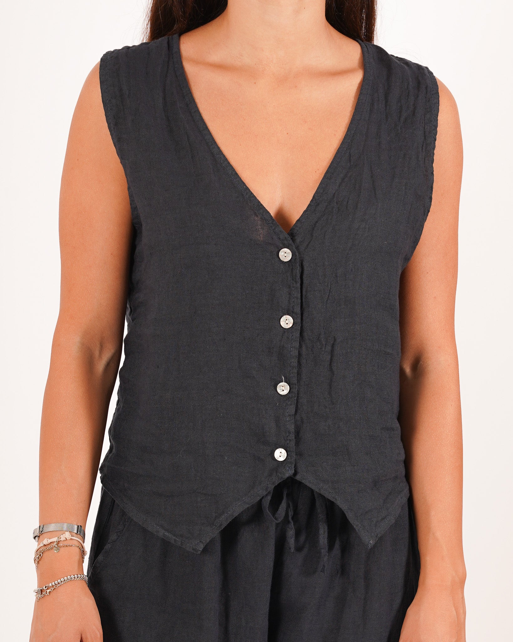 Gilet monopetto in lino - Mazzarri