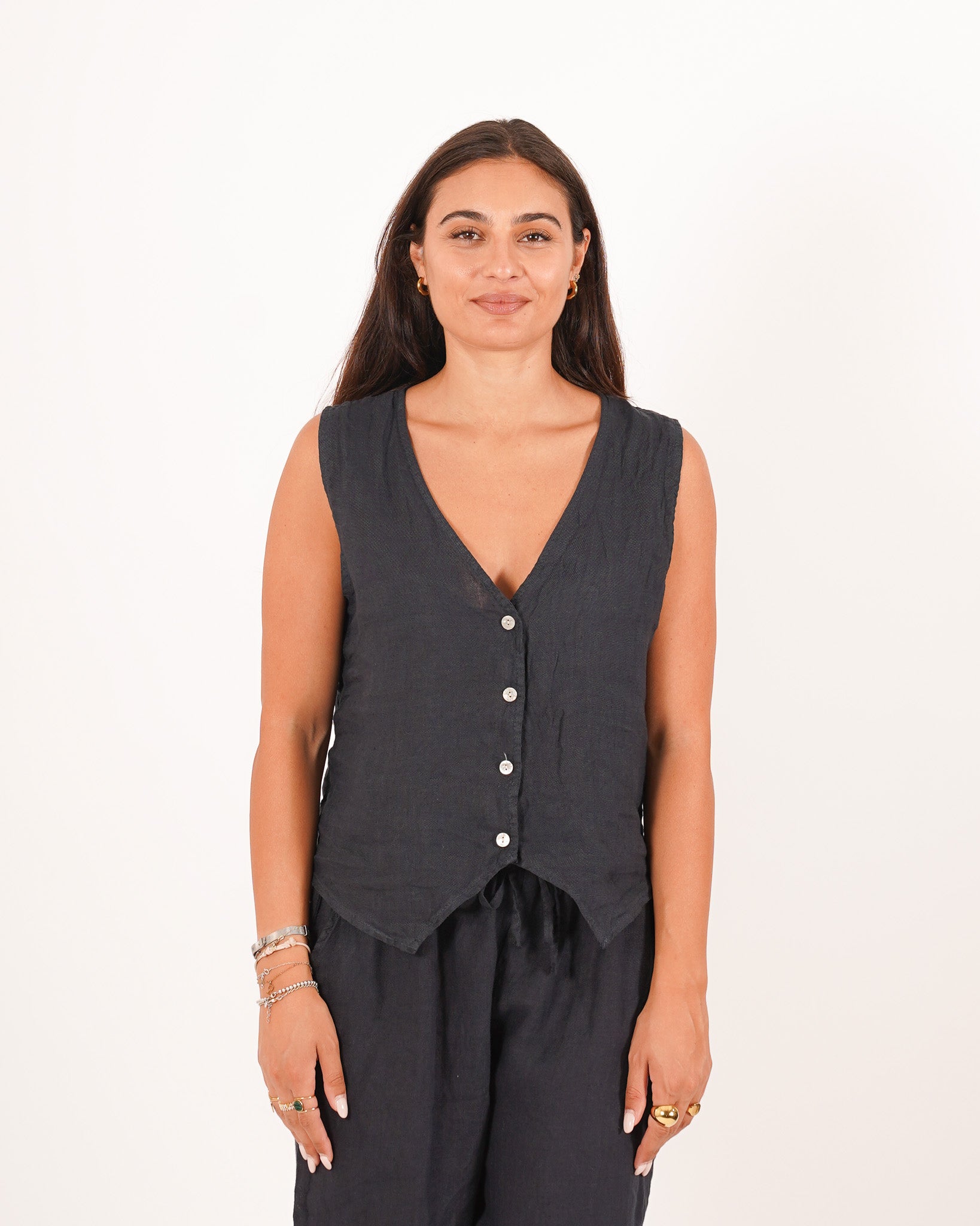 Gilet monopetto in lino - Mazzarri