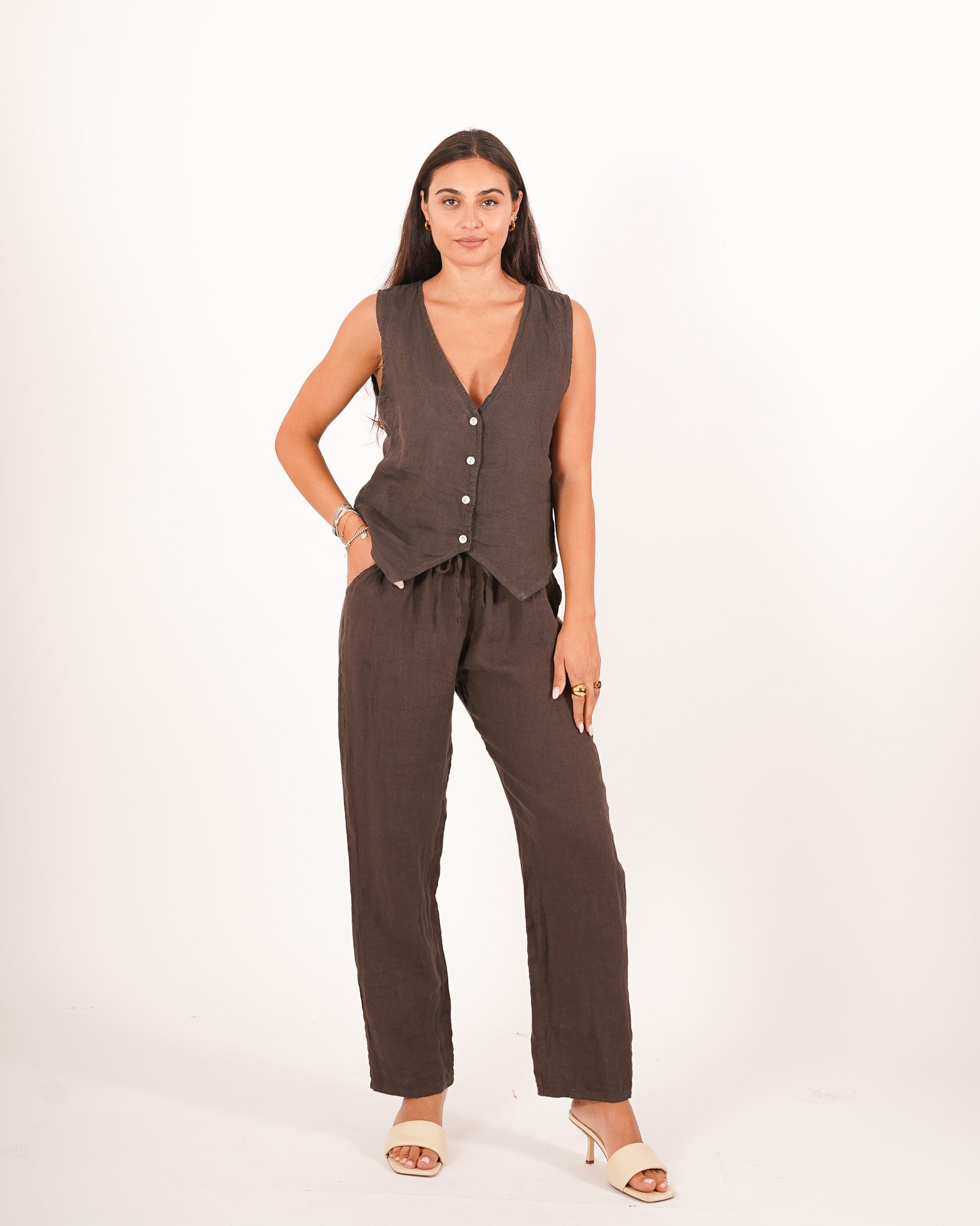 Gilet monopetto in lino - Mazzarri