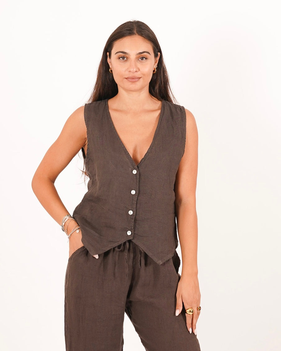 Gilet monopetto in lino - Mazzarri