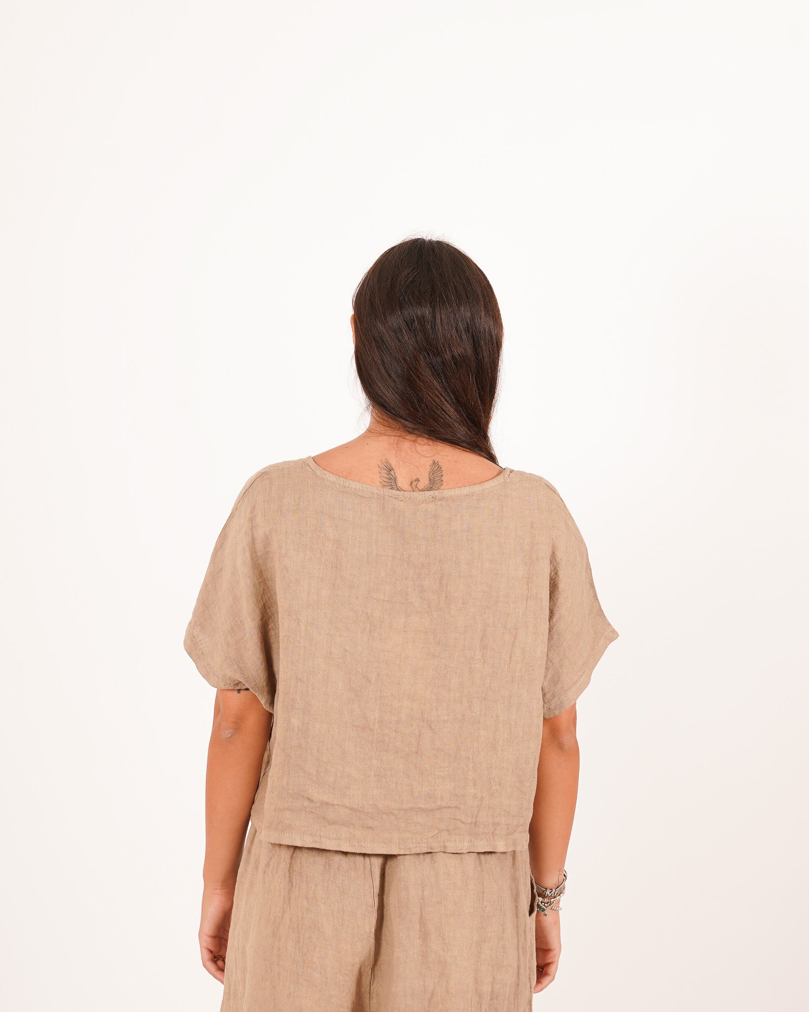 Blusa scollo a v con coulisse frontale - Annunziata