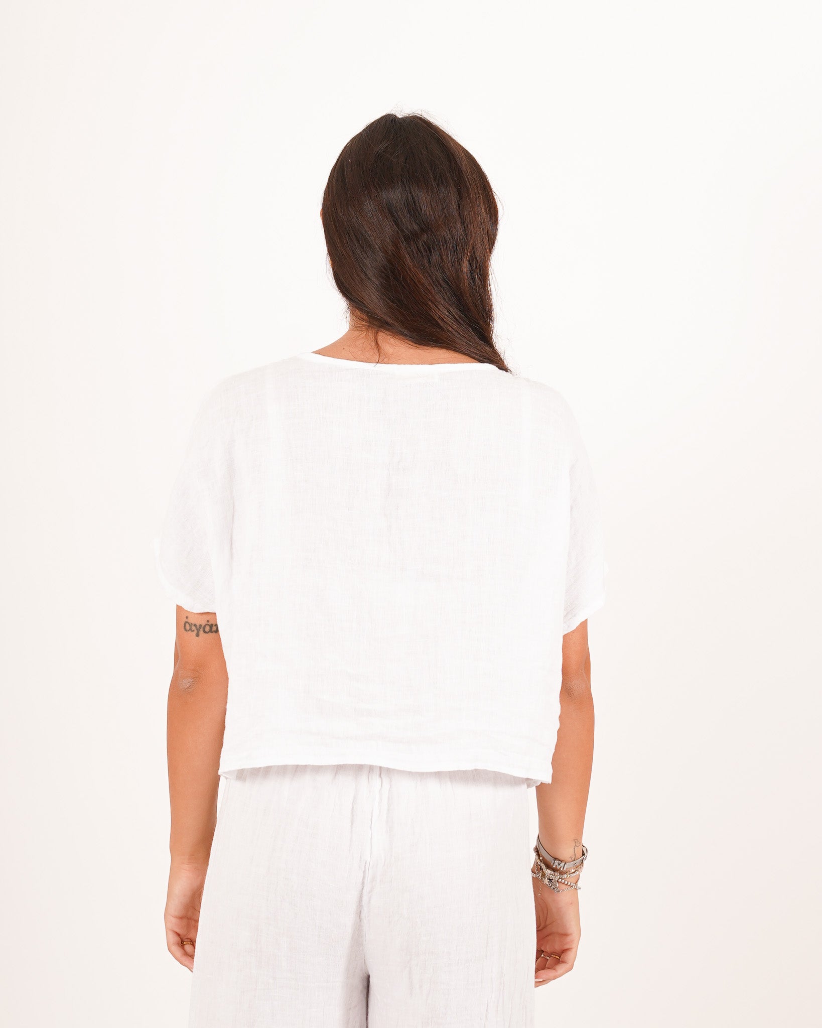 Blusa scollo a v con coulisse frontale - Annunziata