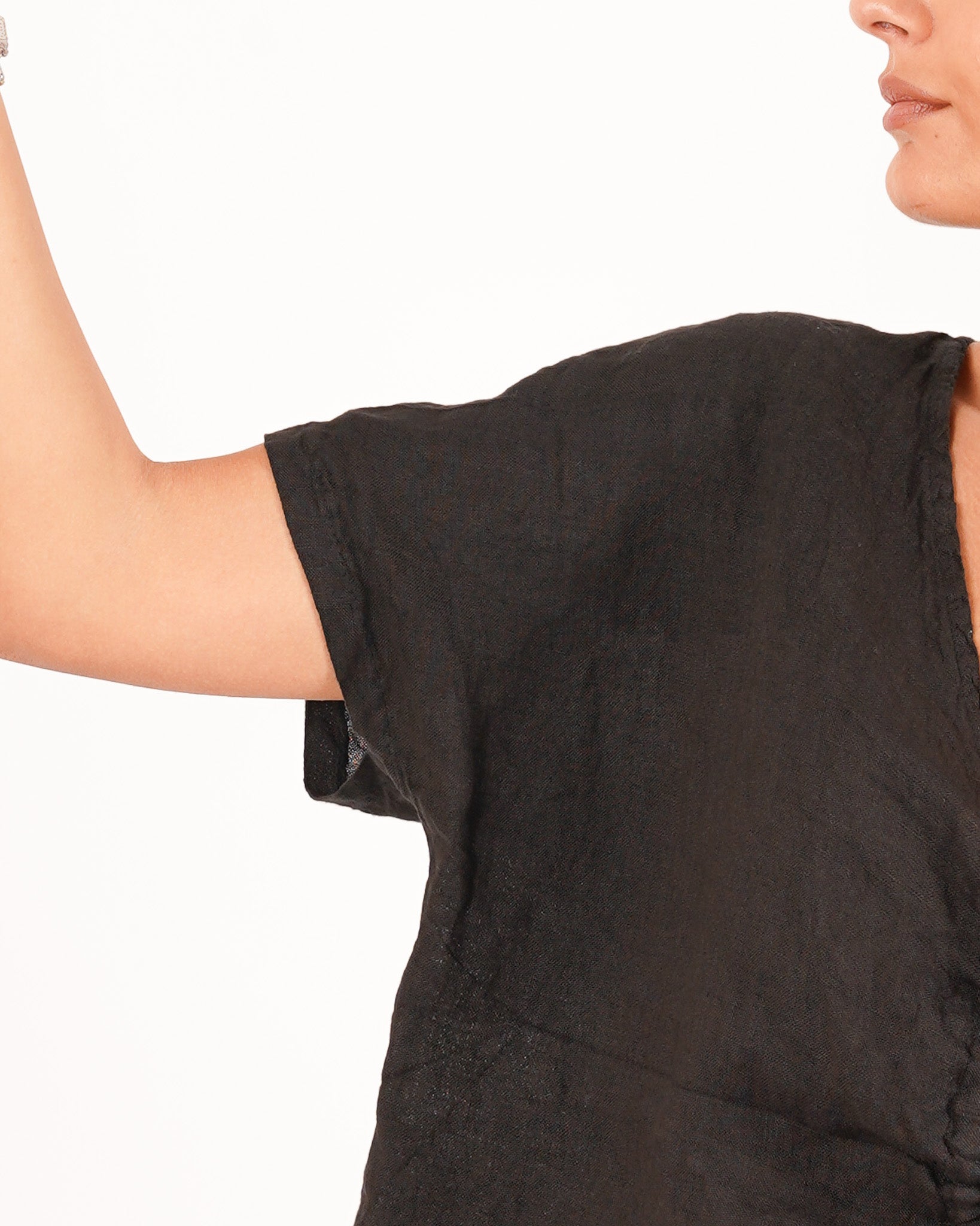 Blusa scollo a v con coulisse frontale - Annunziata