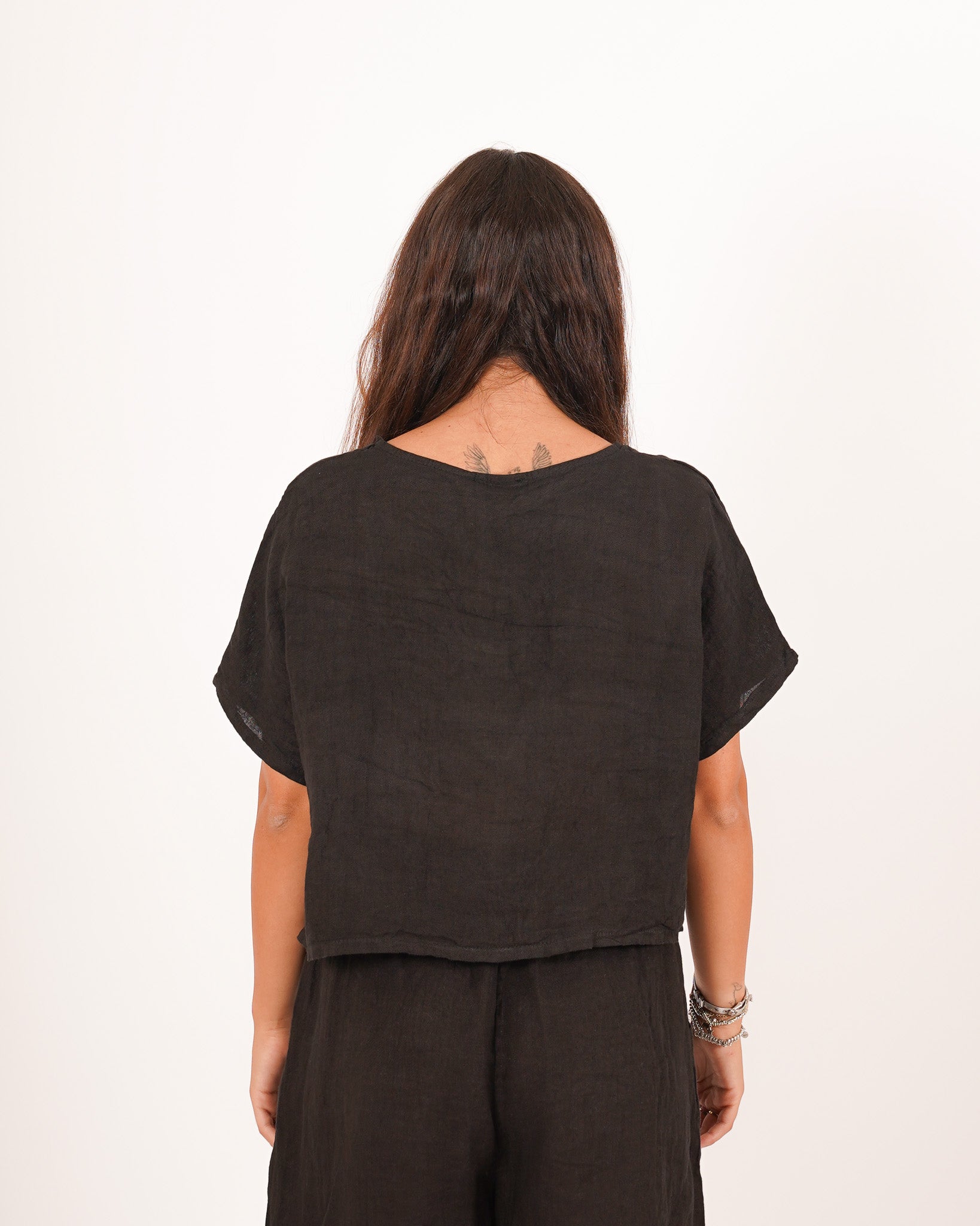 Blusa scollo a v con coulisse frontale - Annunziata