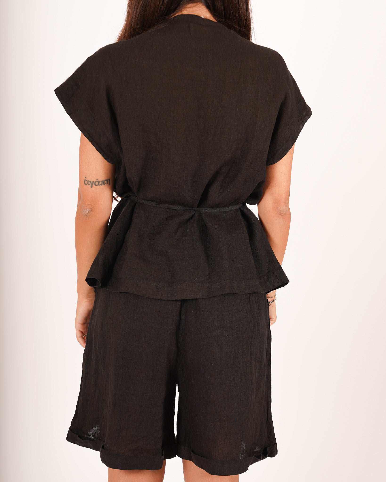 Gilet monopetto lungo con bottone oro e coulisse - Marilena