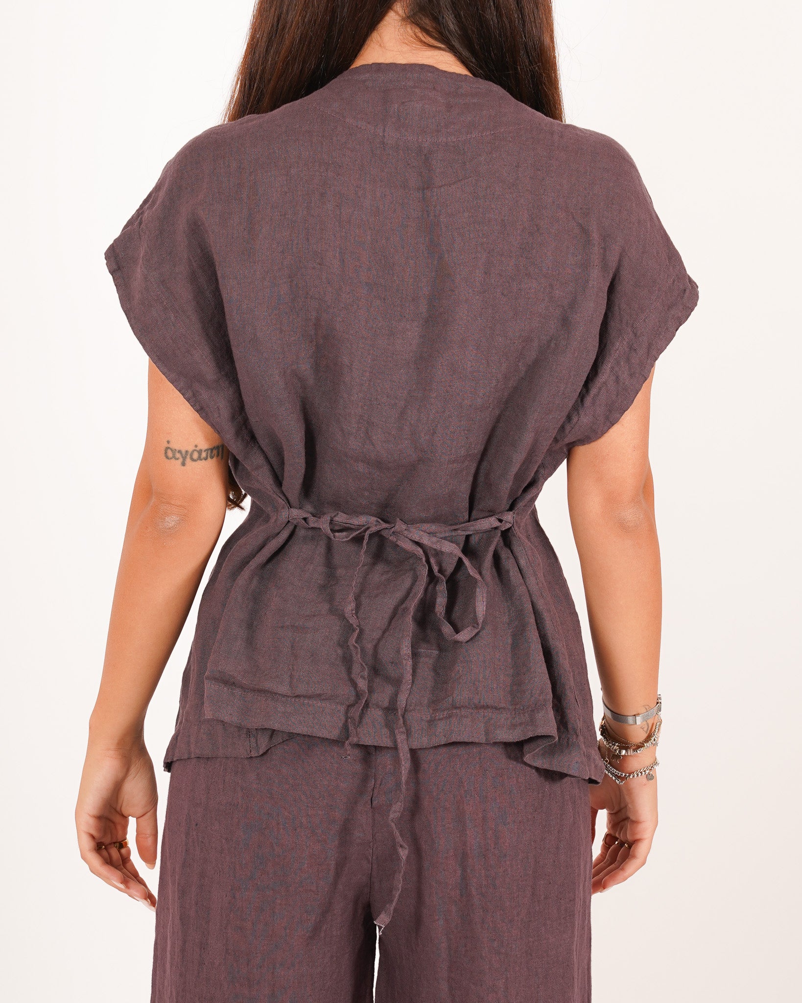 Gilet monopetto lungo con bottone oro e coulisse - Marilena