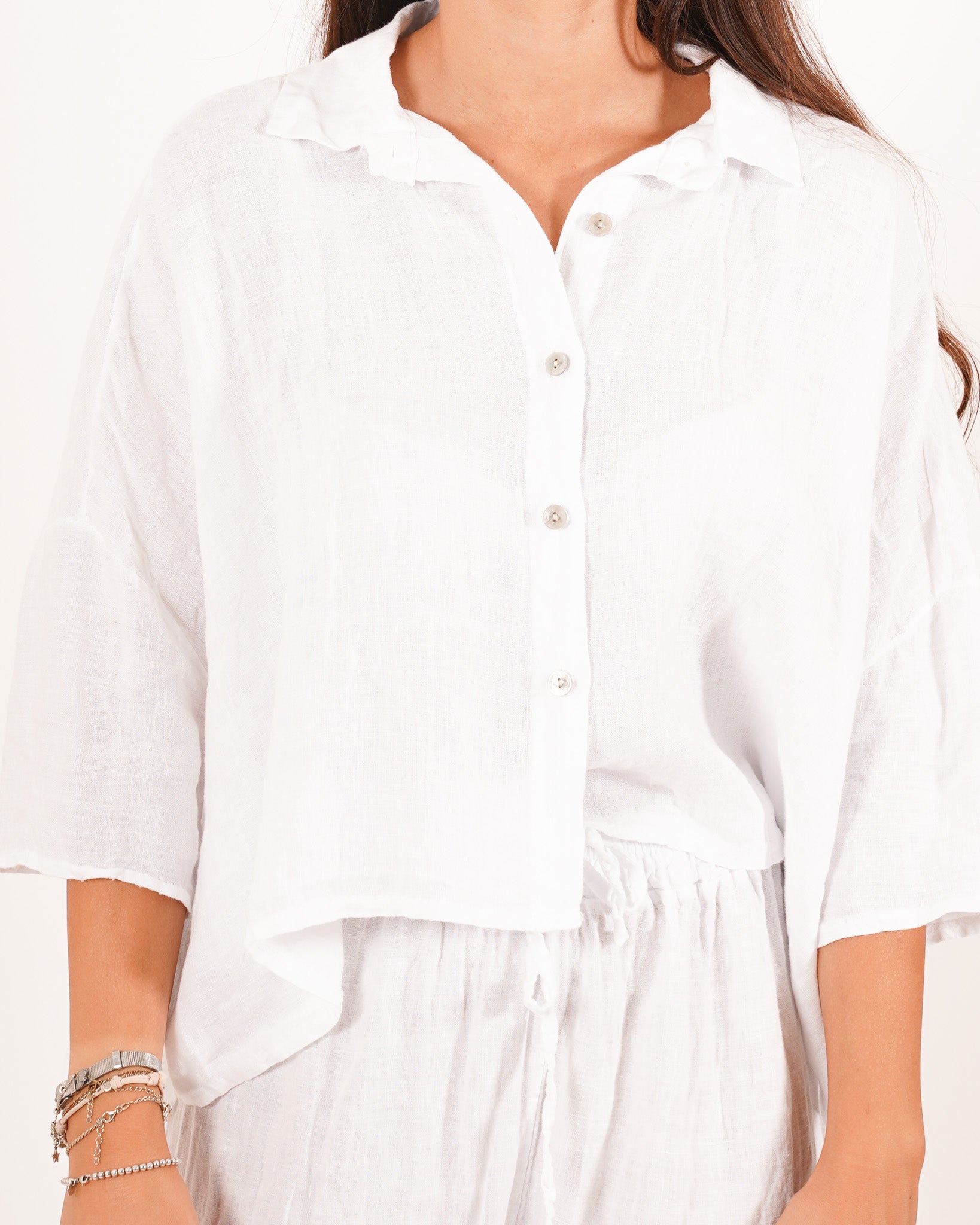 Camicia manica raglan in lino - Dominga