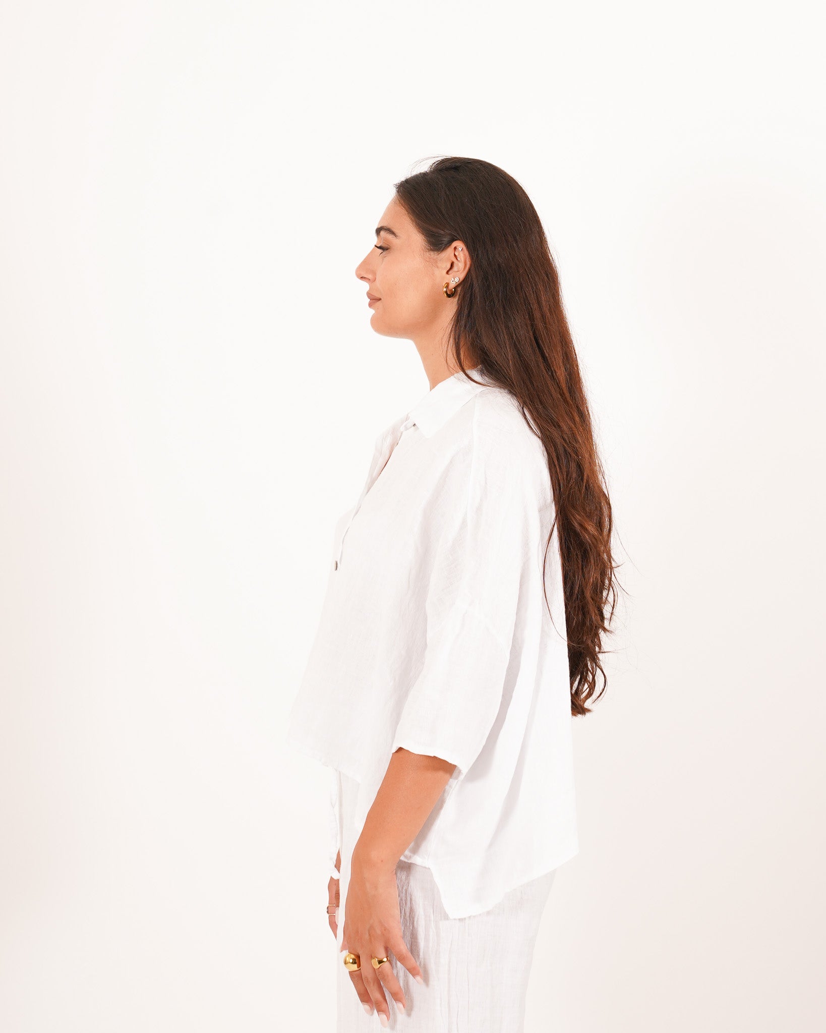 Camicia manica raglan in lino - Dominga