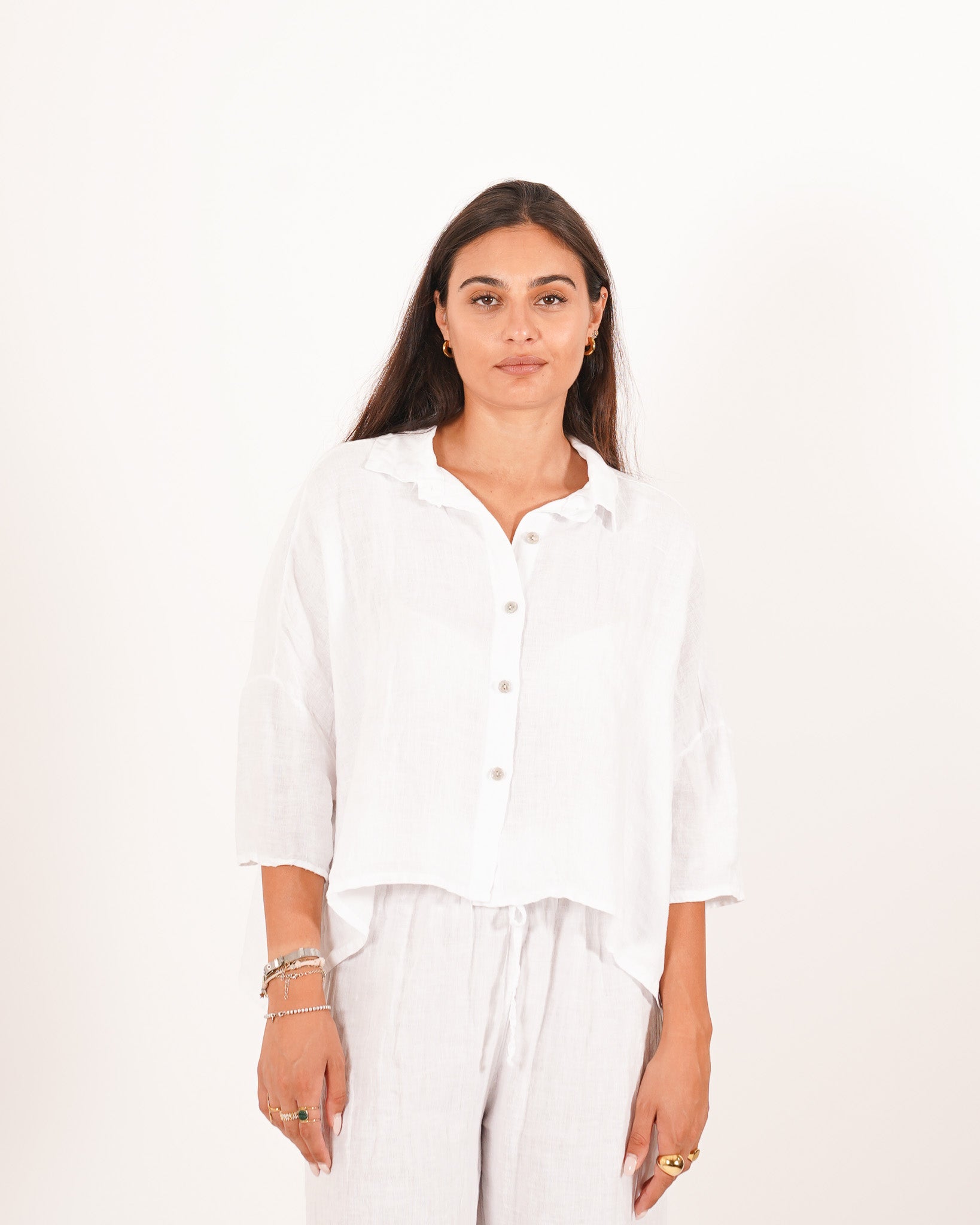 Camicia manica raglan in lino - Dominga