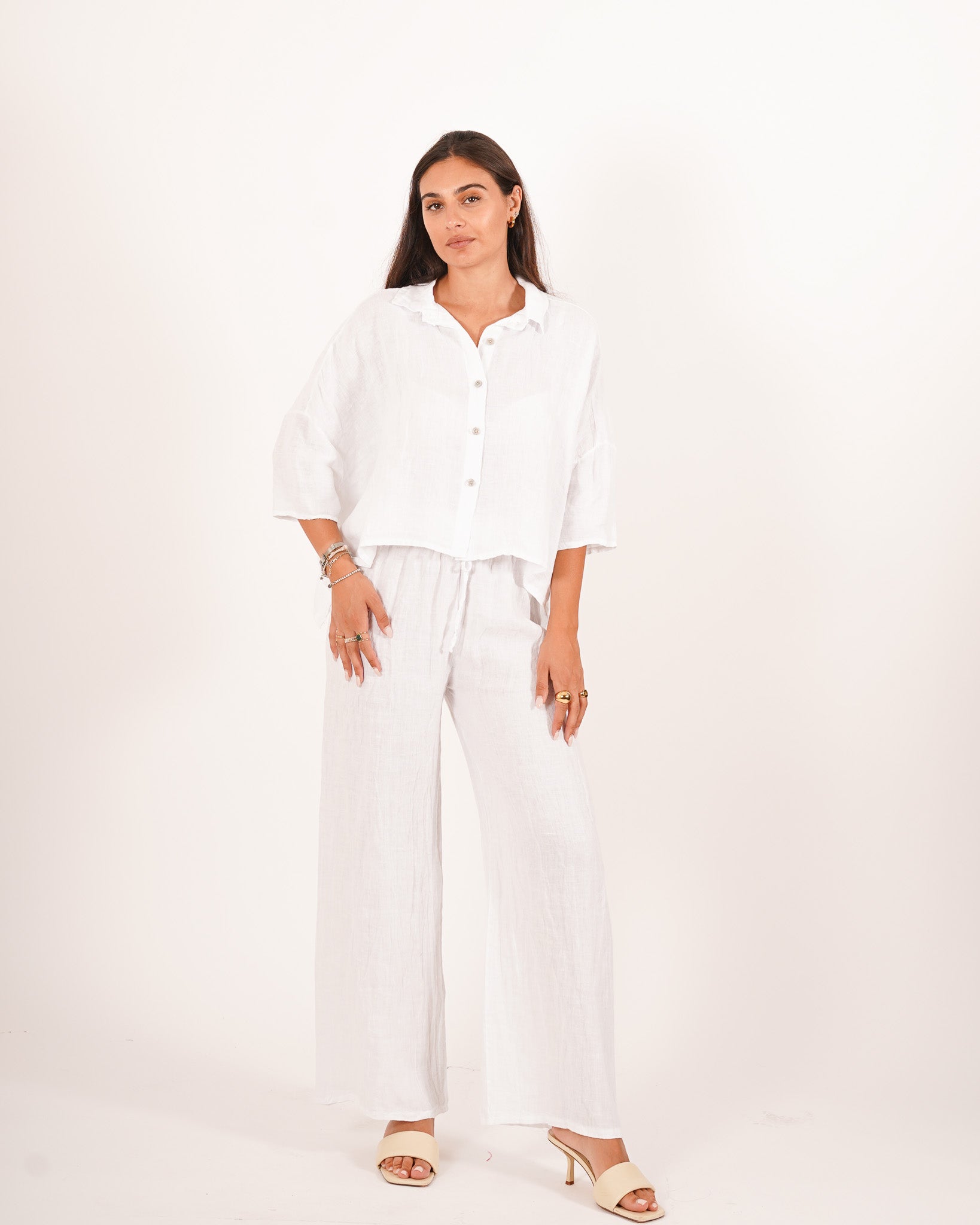 Camicia manica raglan in lino - Dominga