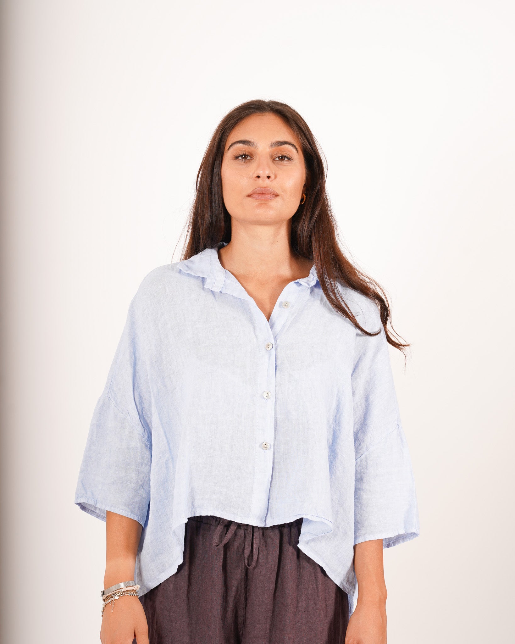 Camicia manica raglan in lino - Dominga