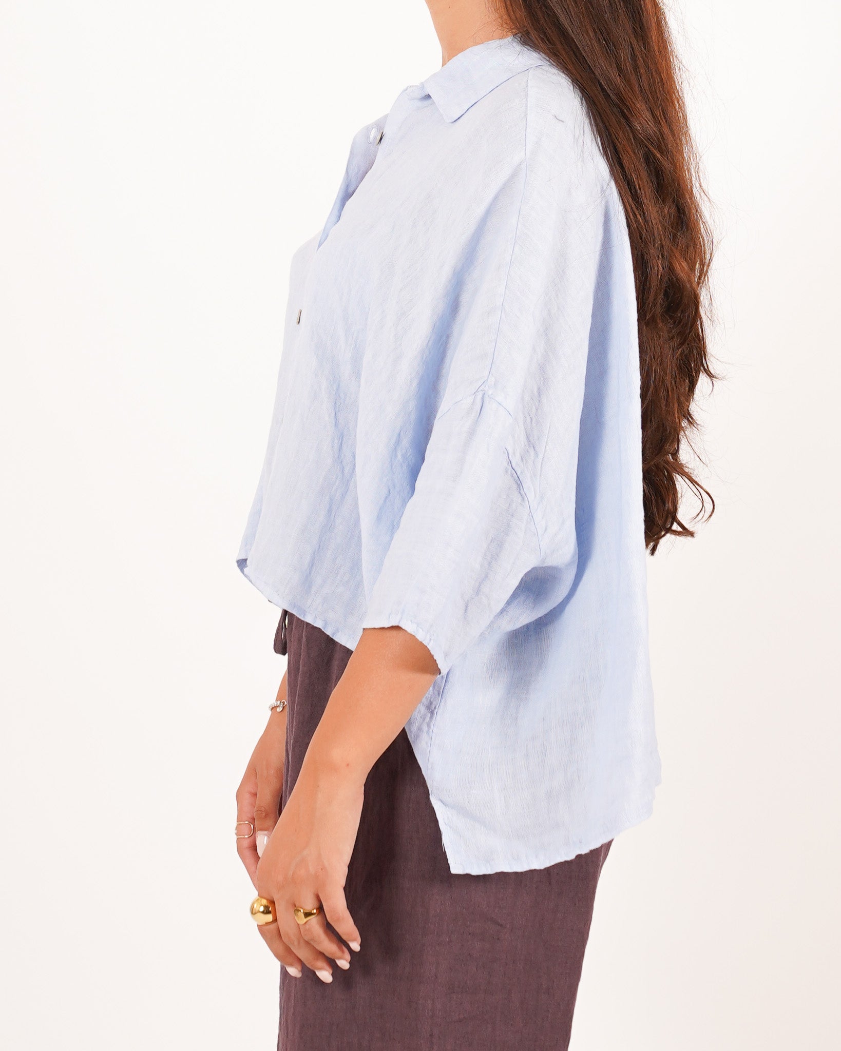 Camicia manica raglan in lino - Dominga