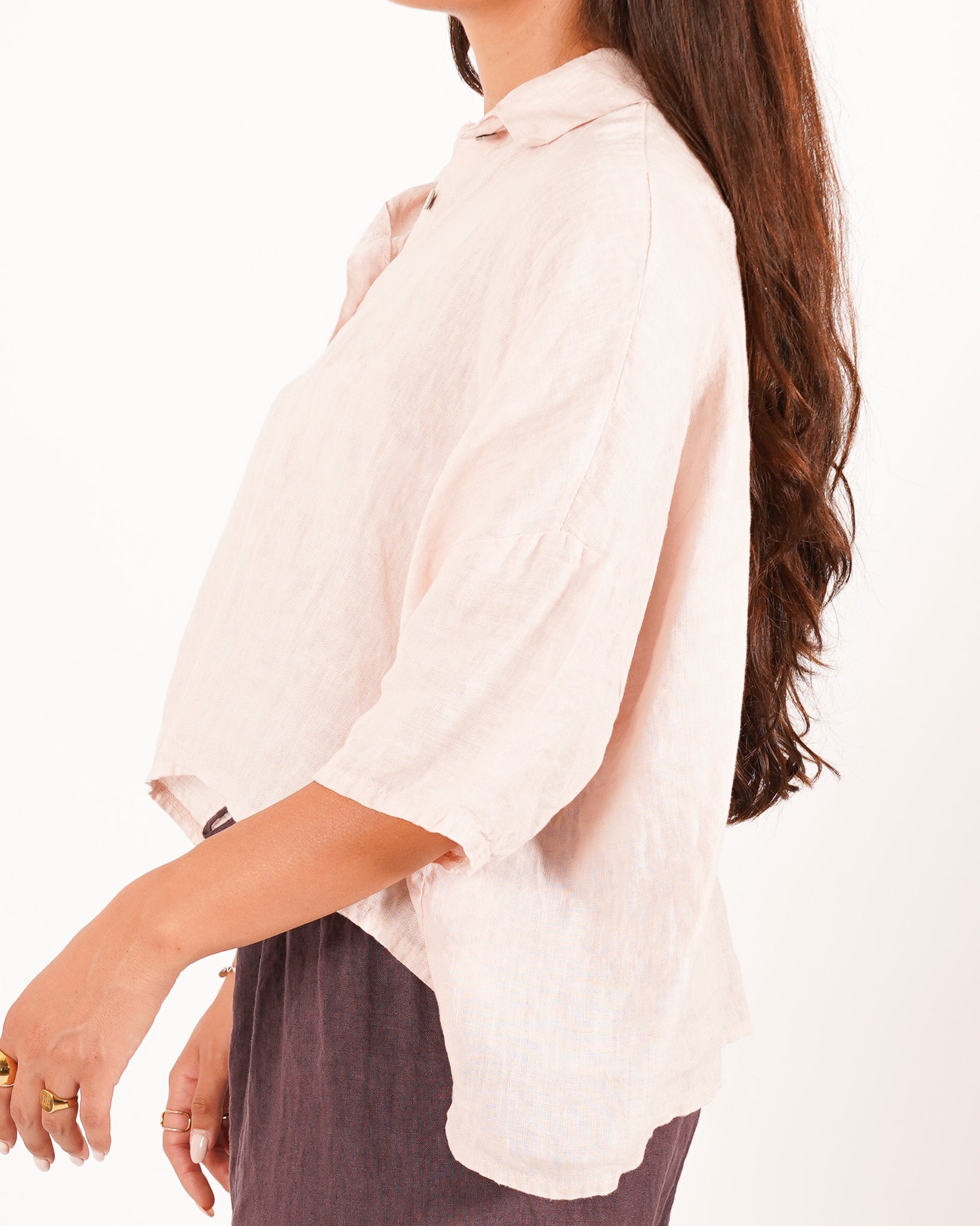 Camicia manica raglan in lino - Dominga