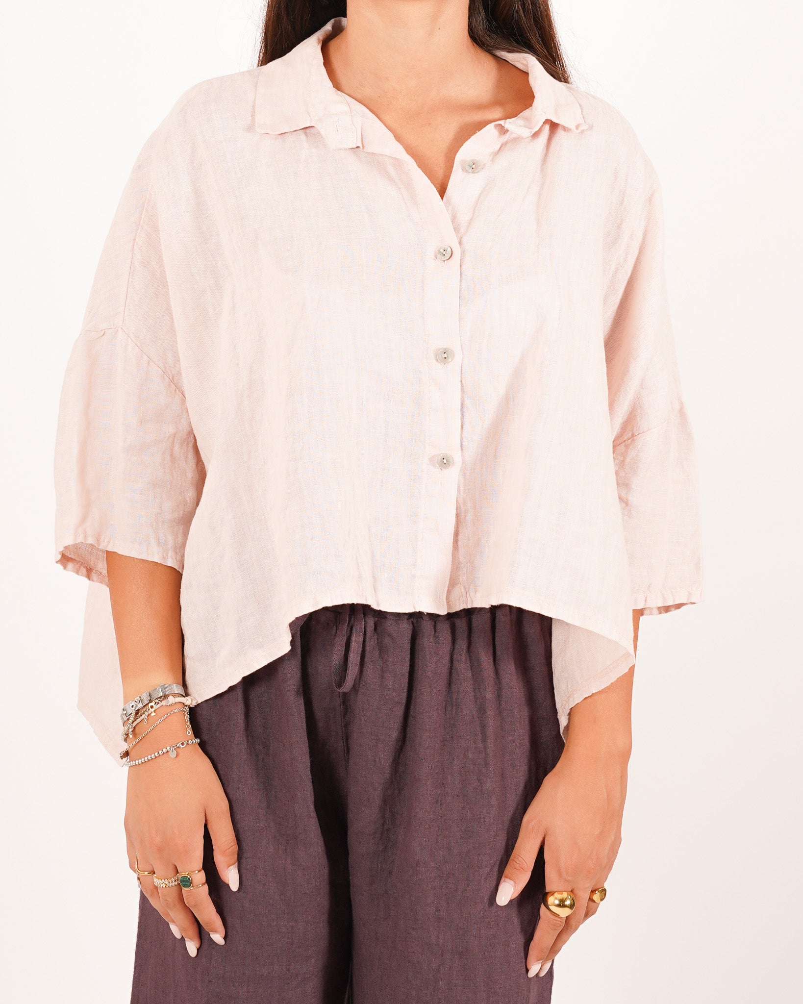 Camicia manica raglan in lino - Dominga