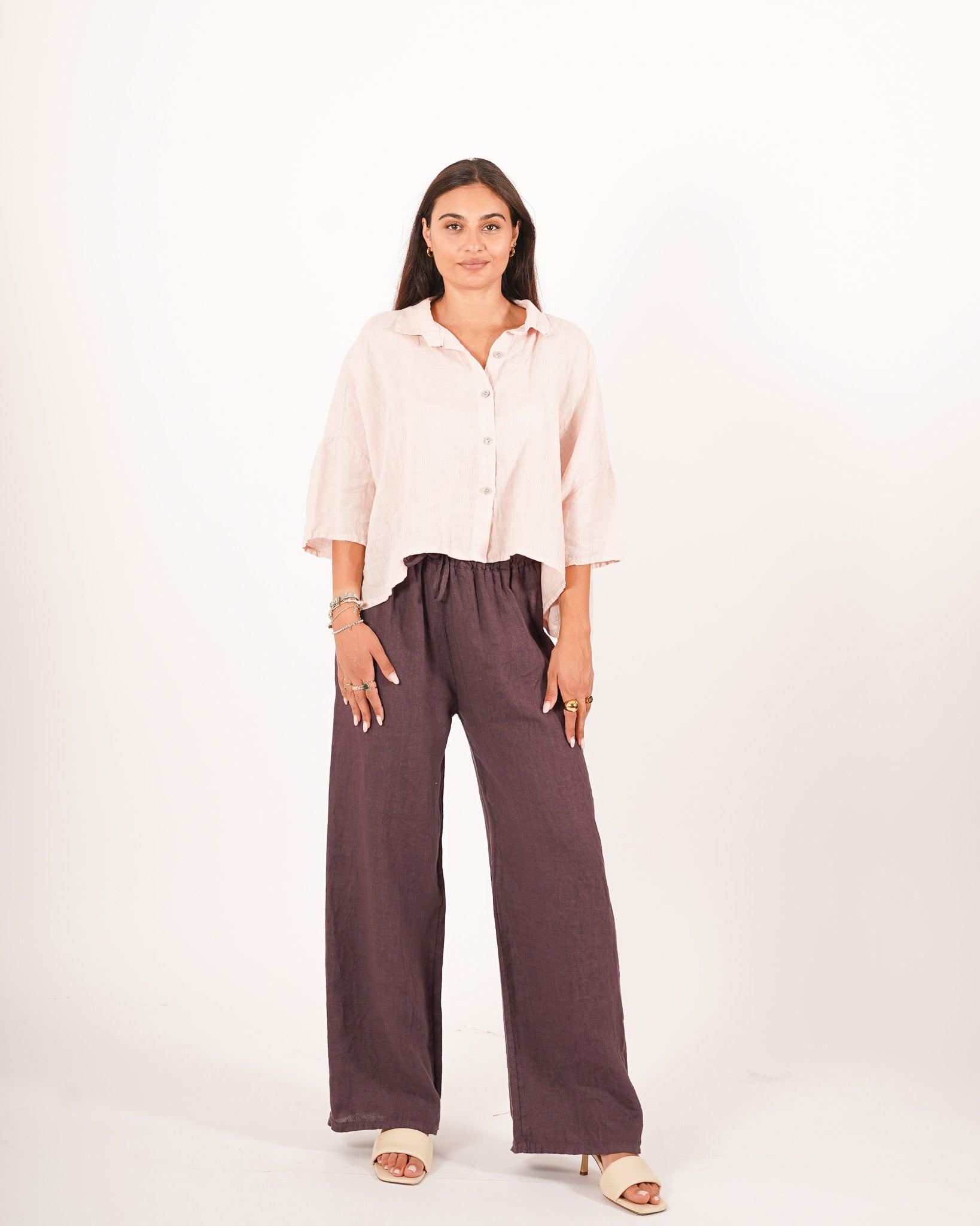 Camicia manica raglan in lino - Dominga